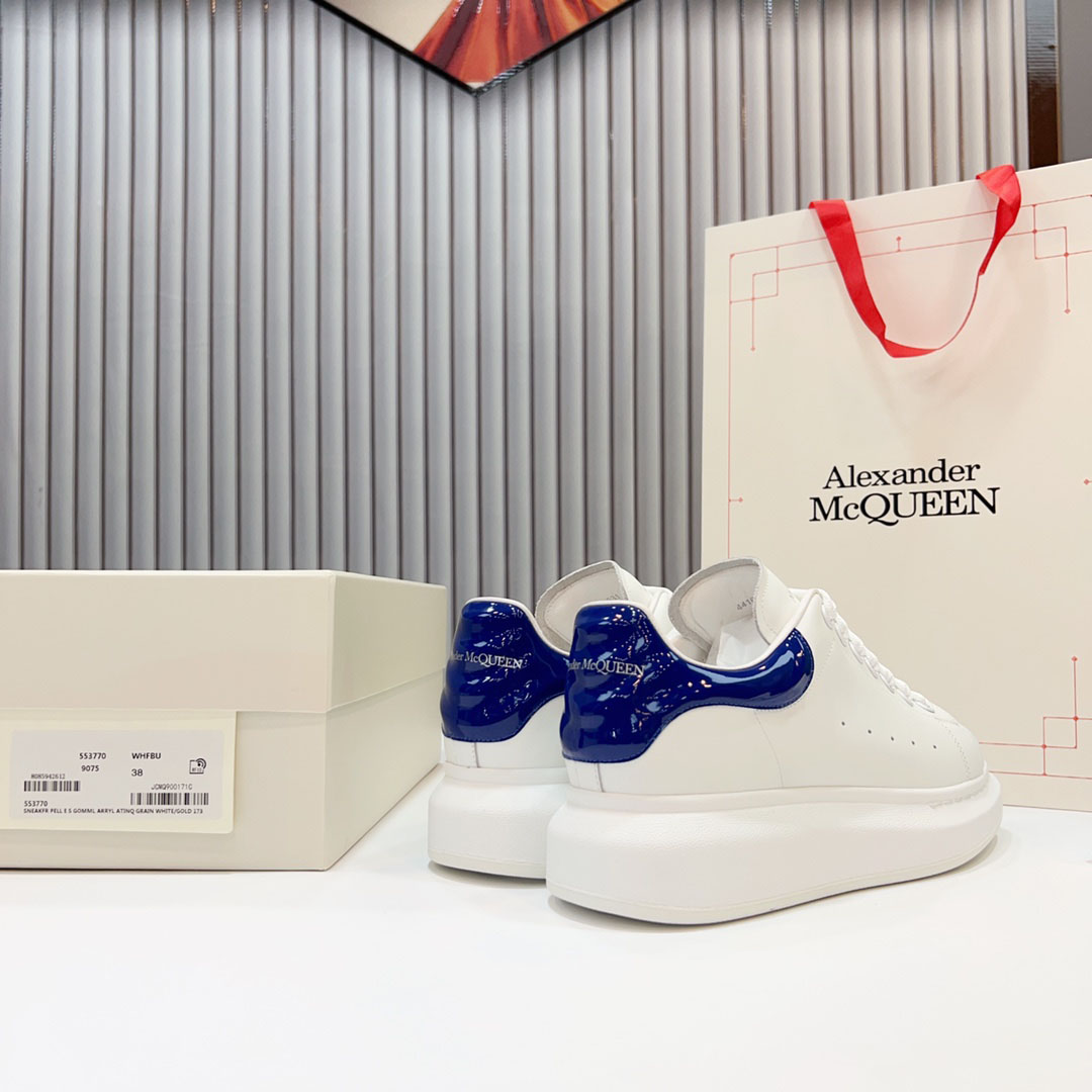 Alexander McQueen Oversized Sneaker 'White Navy Patent' - FashionPlug