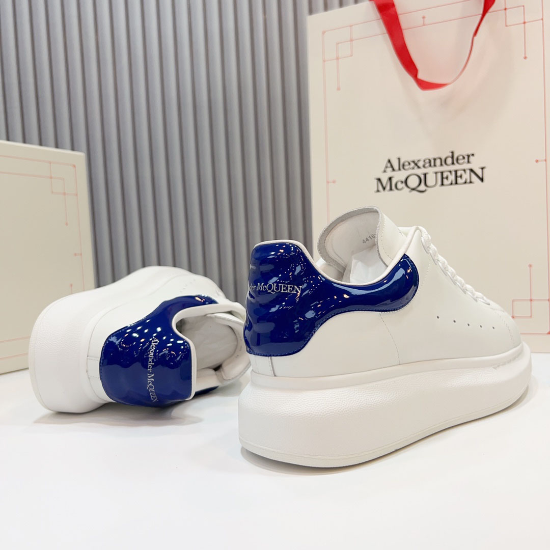 Alexander McQueen Oversized Sneaker 'White Navy Patent' - FashionPlug