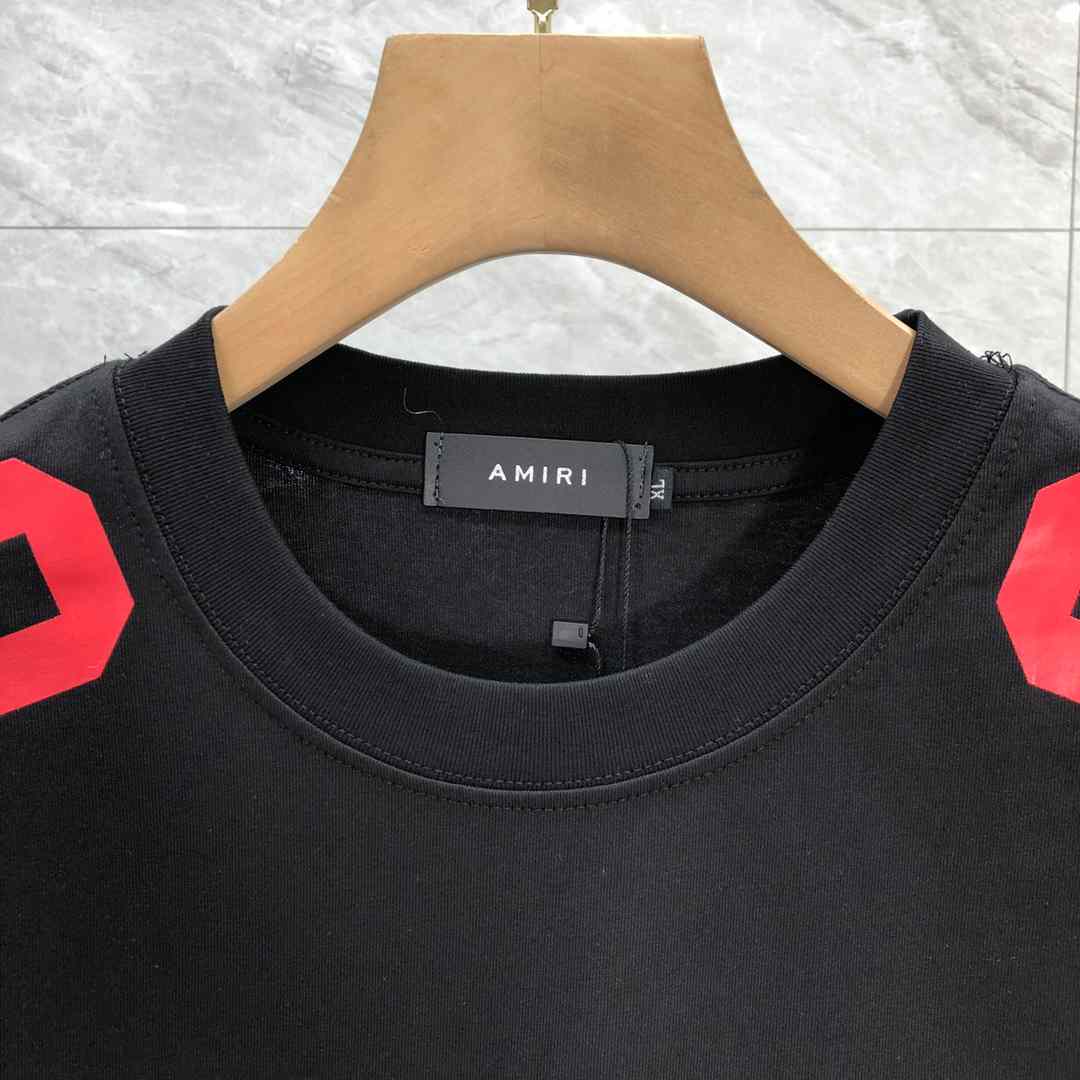 AMIRI Black & Red '22' T-Shirt - FashionPlug