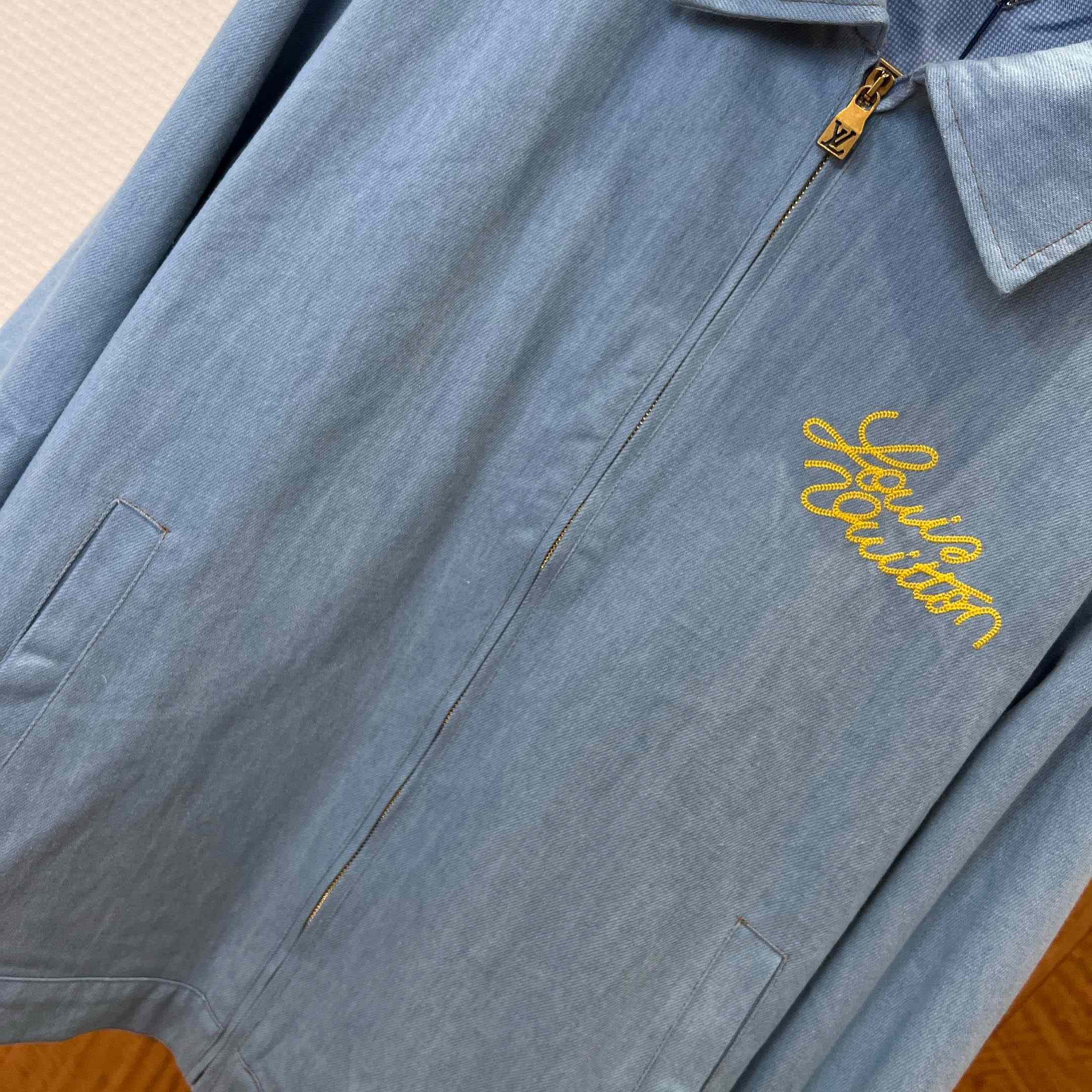 Louis Vuitton Embroidered Signature Denim Workwear Blouson  - FashionPlug