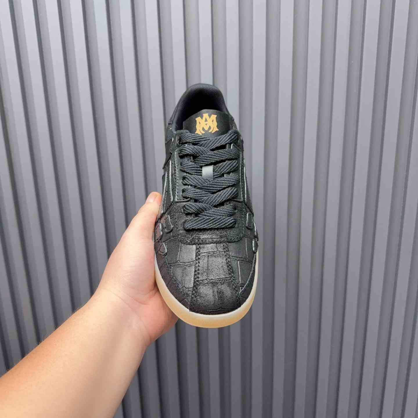 Amiri Pacific 'Croc Debossed Bones - Black' Sneakers - FashionPlug