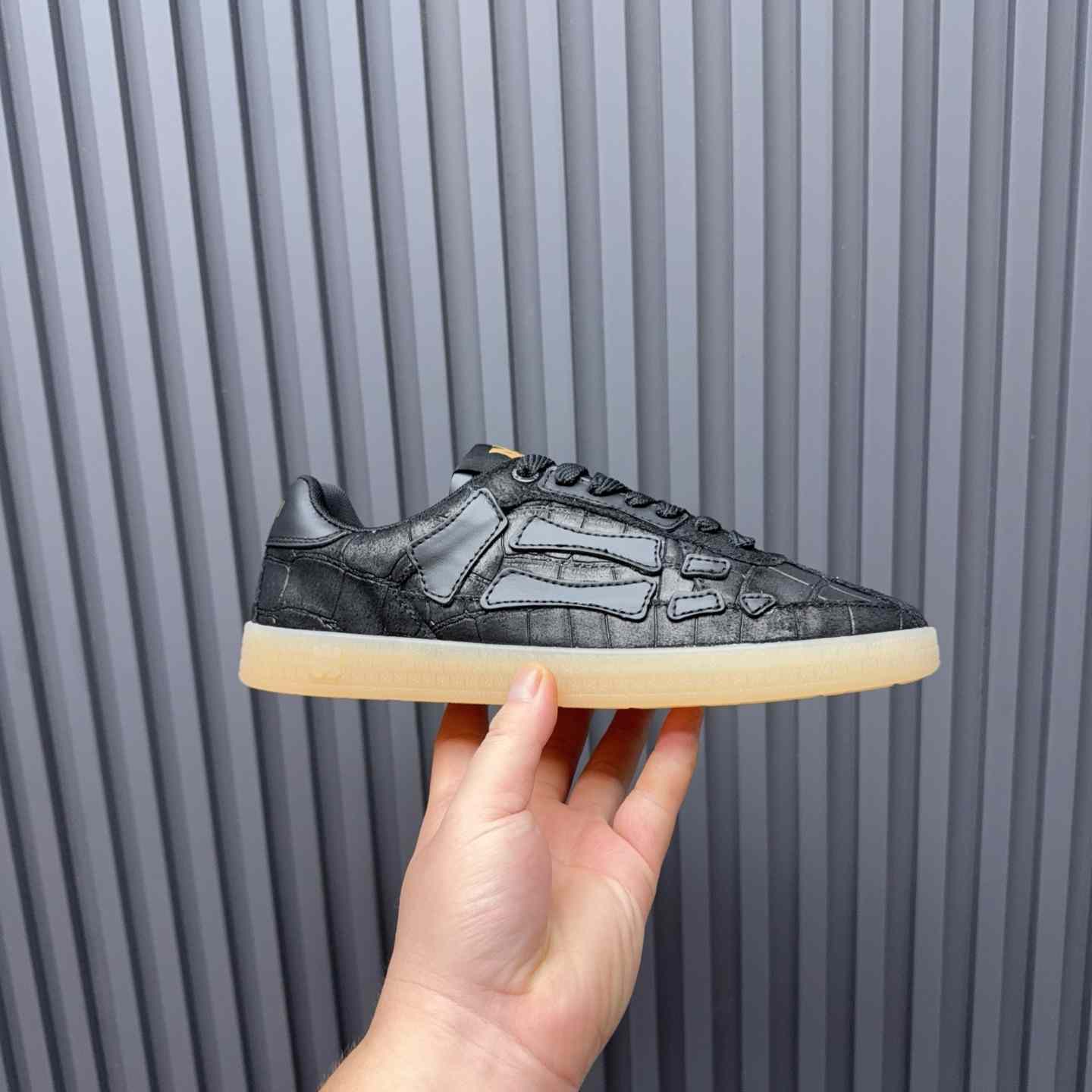 Amiri Pacific 'Croc Debossed Bones - Black' Sneakers - FashionPlug