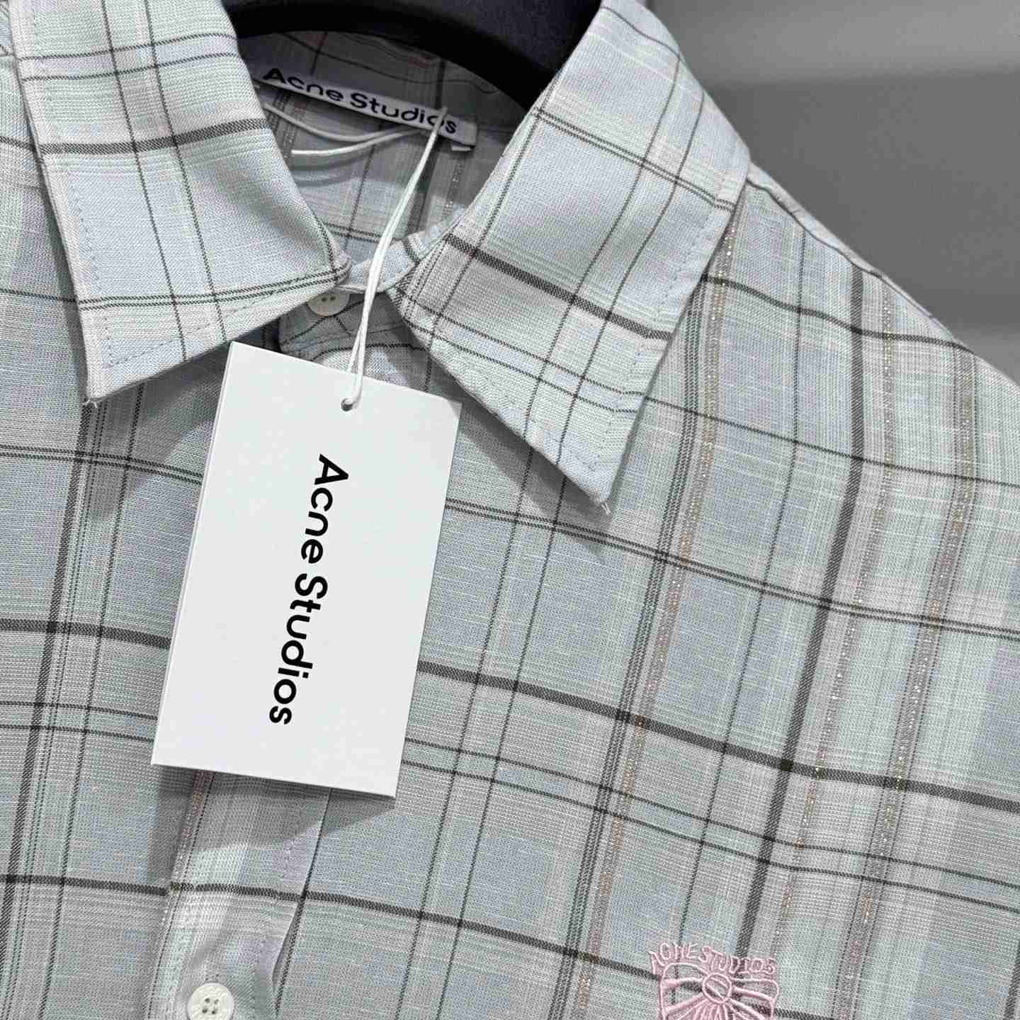 Acne Studios  LINEN CHECK BUTTON-UP SHIRT - FashionPlug