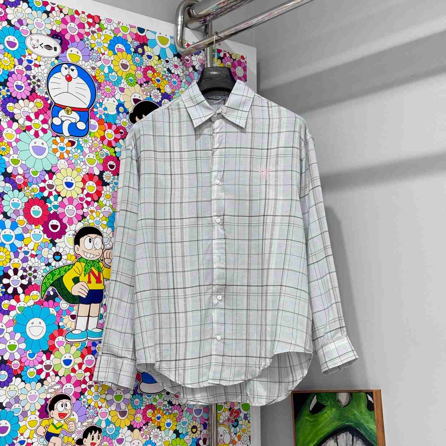 Acne Studios  LINEN CHECK BUTTON-UP SHIRT - FashionPlug