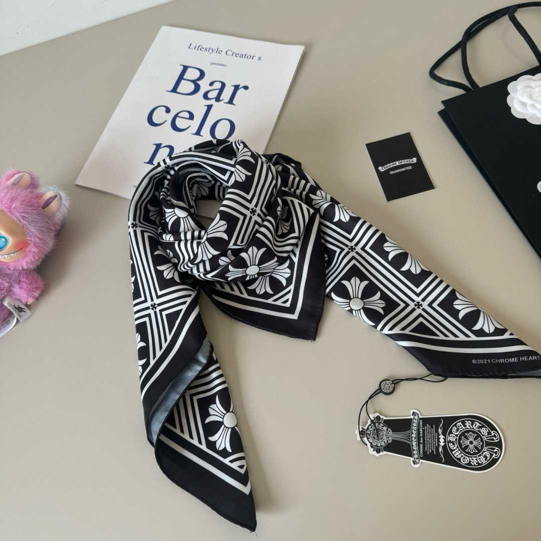 Chrome Heart Square Silk Scarf - FashionPlug