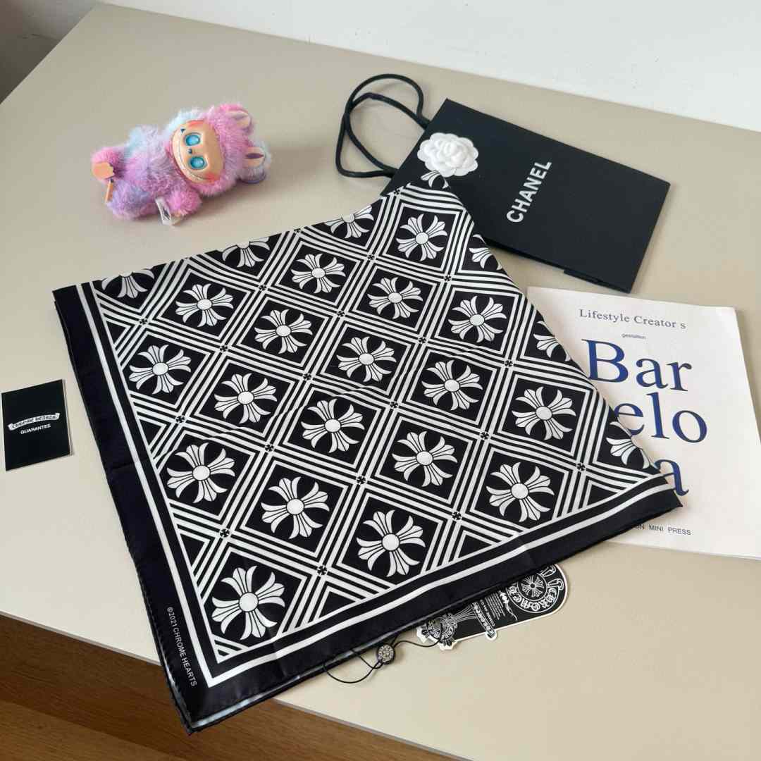 Chrome Heart Square Silk Scarf - FashionPlug