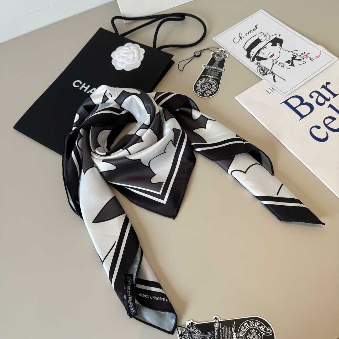 Chrome Heart Square Silk Scarf - FashionPlug