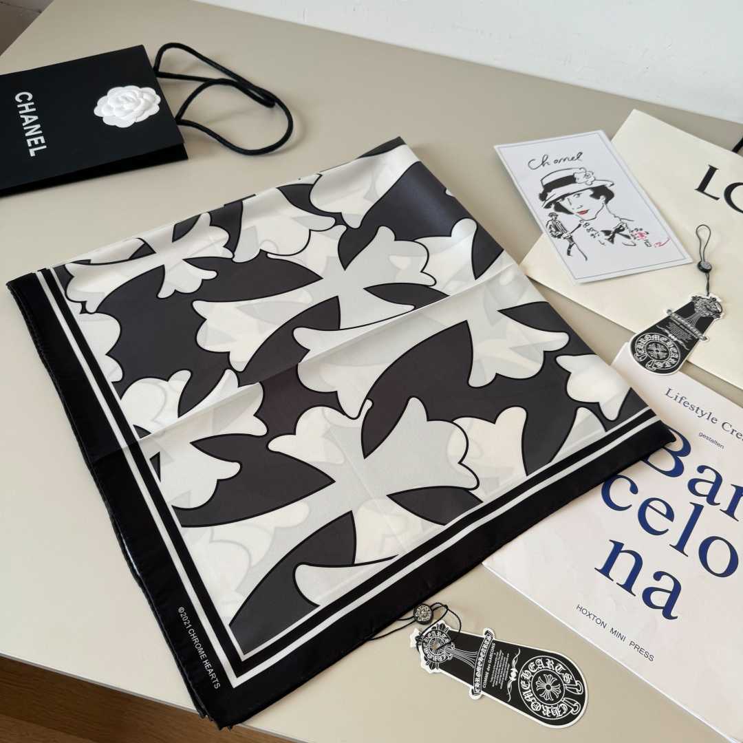 Chrome Heart Square Silk Scarf - FashionPlug