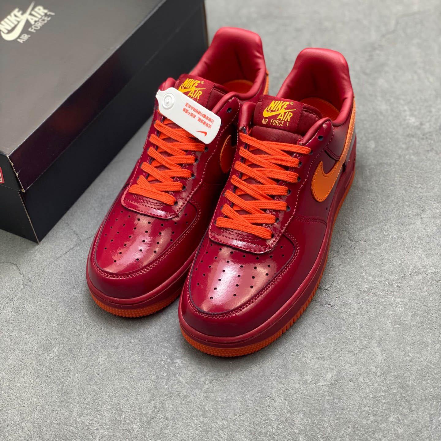Nike Air Force 1 Low 'Patent Leather Dark Team Red' - FashionPlug