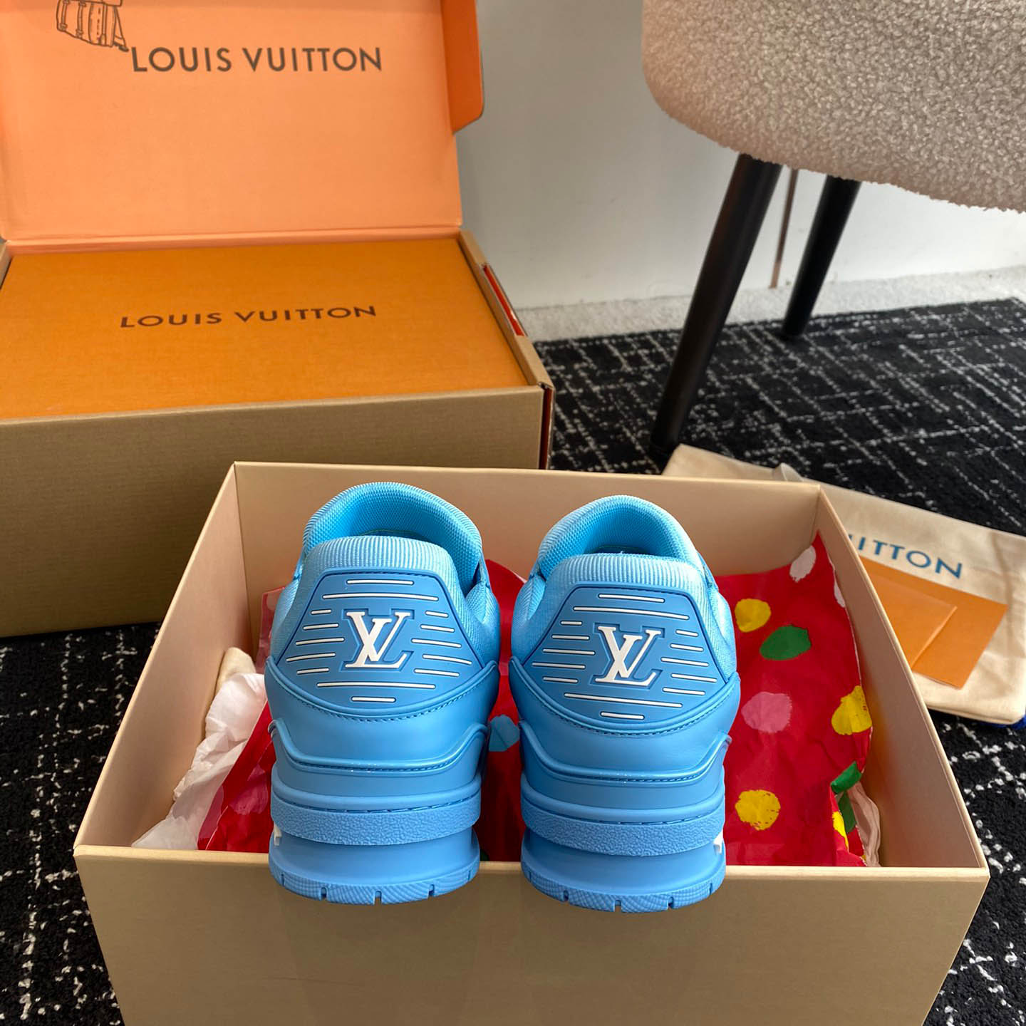 Louis Vuitton Trainer 'Embossed Monogram - Blue' - FashionPlug