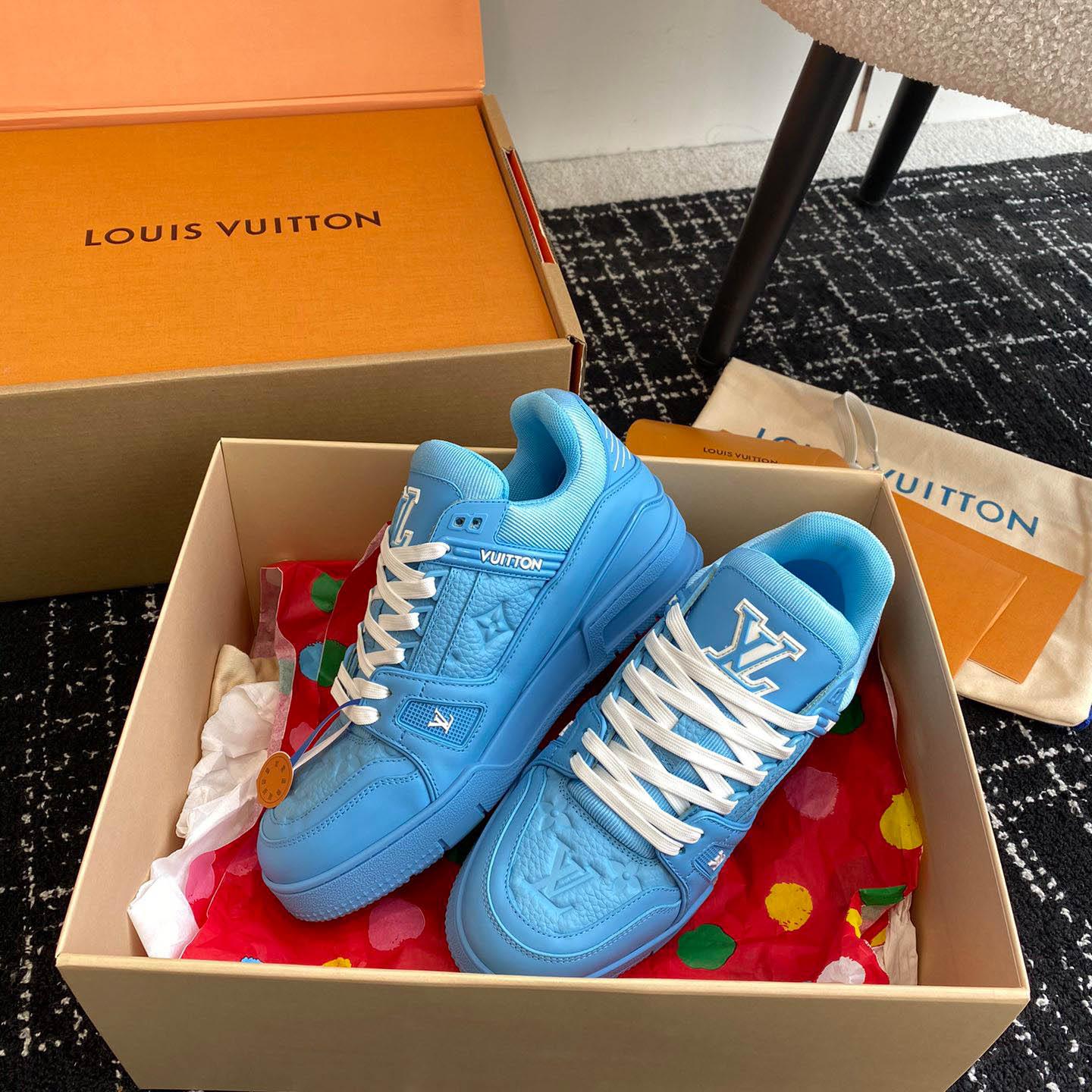 Louis Vuitton Trainer 'Embossed Monogram - Blue' - FashionPlug