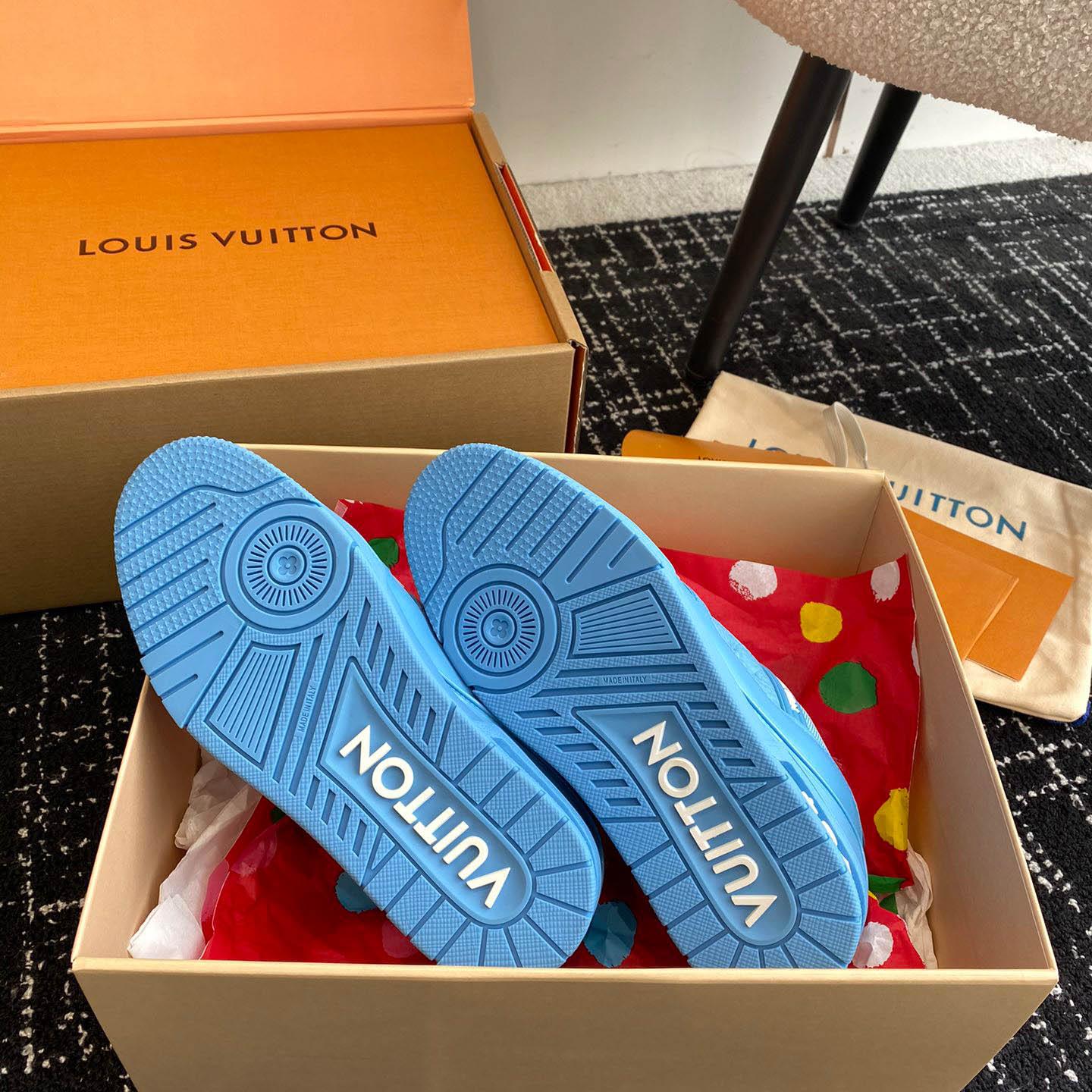 Louis Vuitton Trainer 'Embossed Monogram - Blue' - FashionPlug