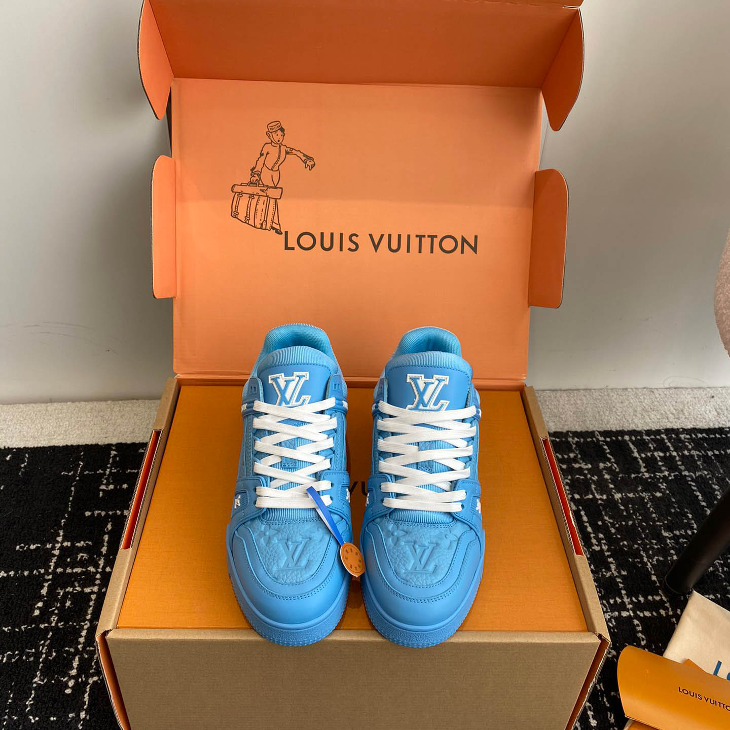Louis Vuitton Trainer 'Embossed Monogram - Blue' - FashionPlug