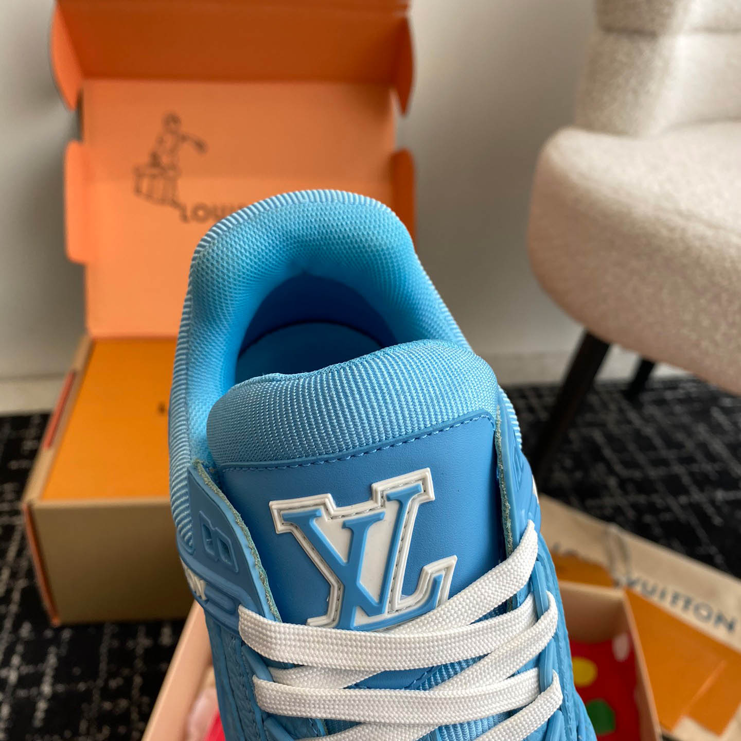 Louis Vuitton Trainer 'Embossed Monogram - Blue' - FashionPlug