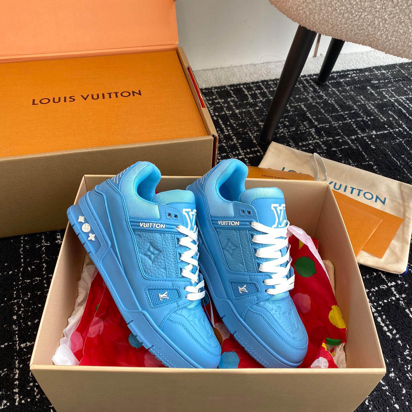 Louis Vuitton Trainer 'Embossed Monogram - Blue' - FashionPlug