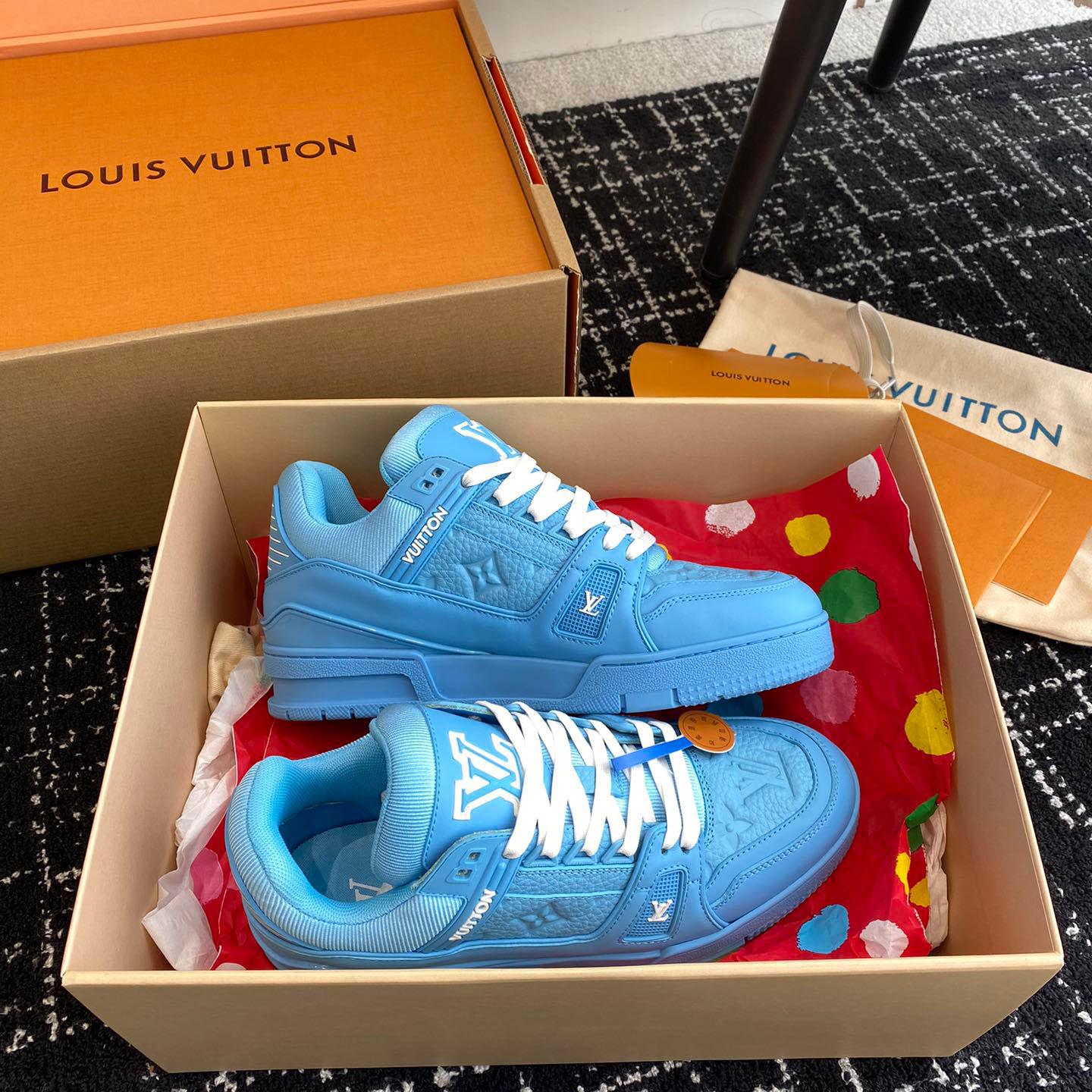 Louis Vuitton Trainer 'Embossed Monogram - Blue' - FashionPlug