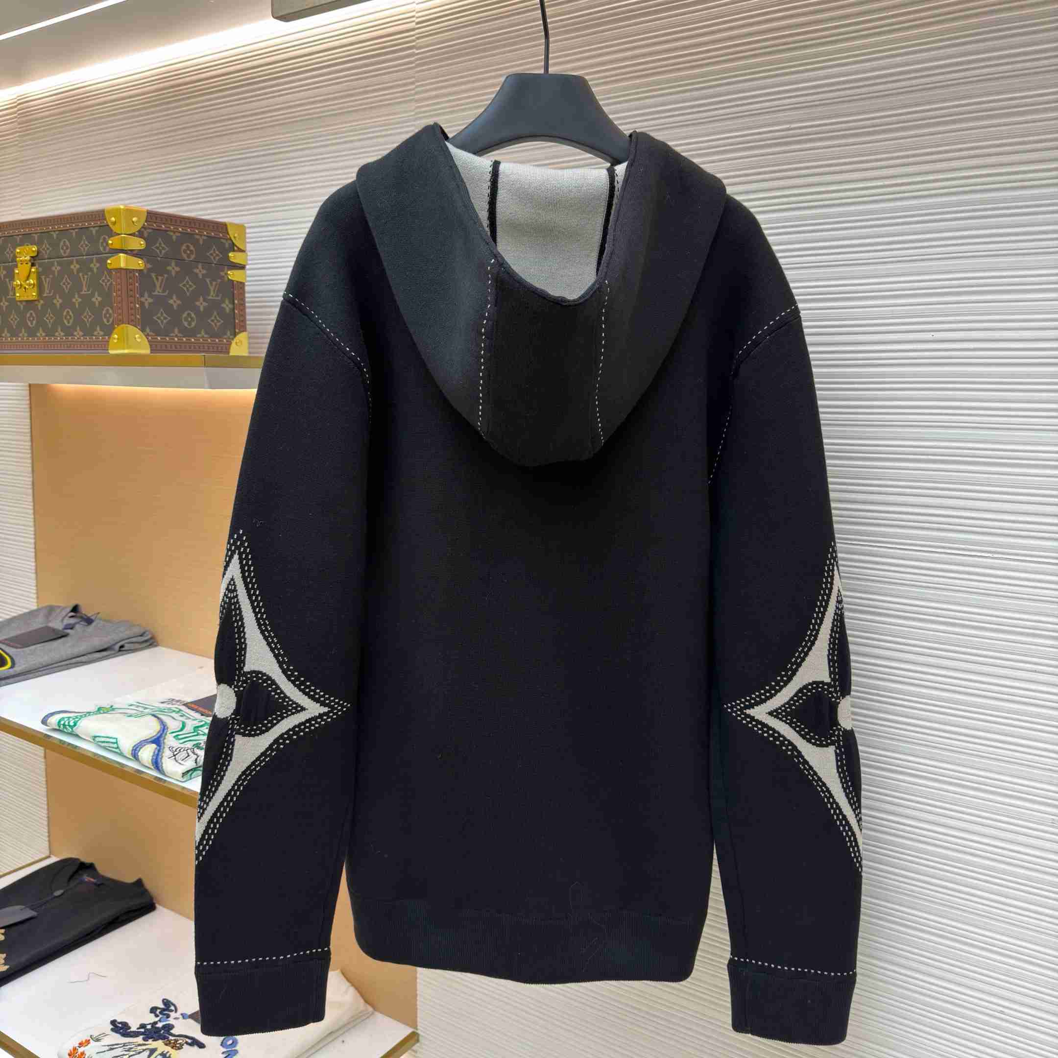 Louis Vuitton Graphic Intarsia Zipped Cotton Hoodie  - FashionPlug