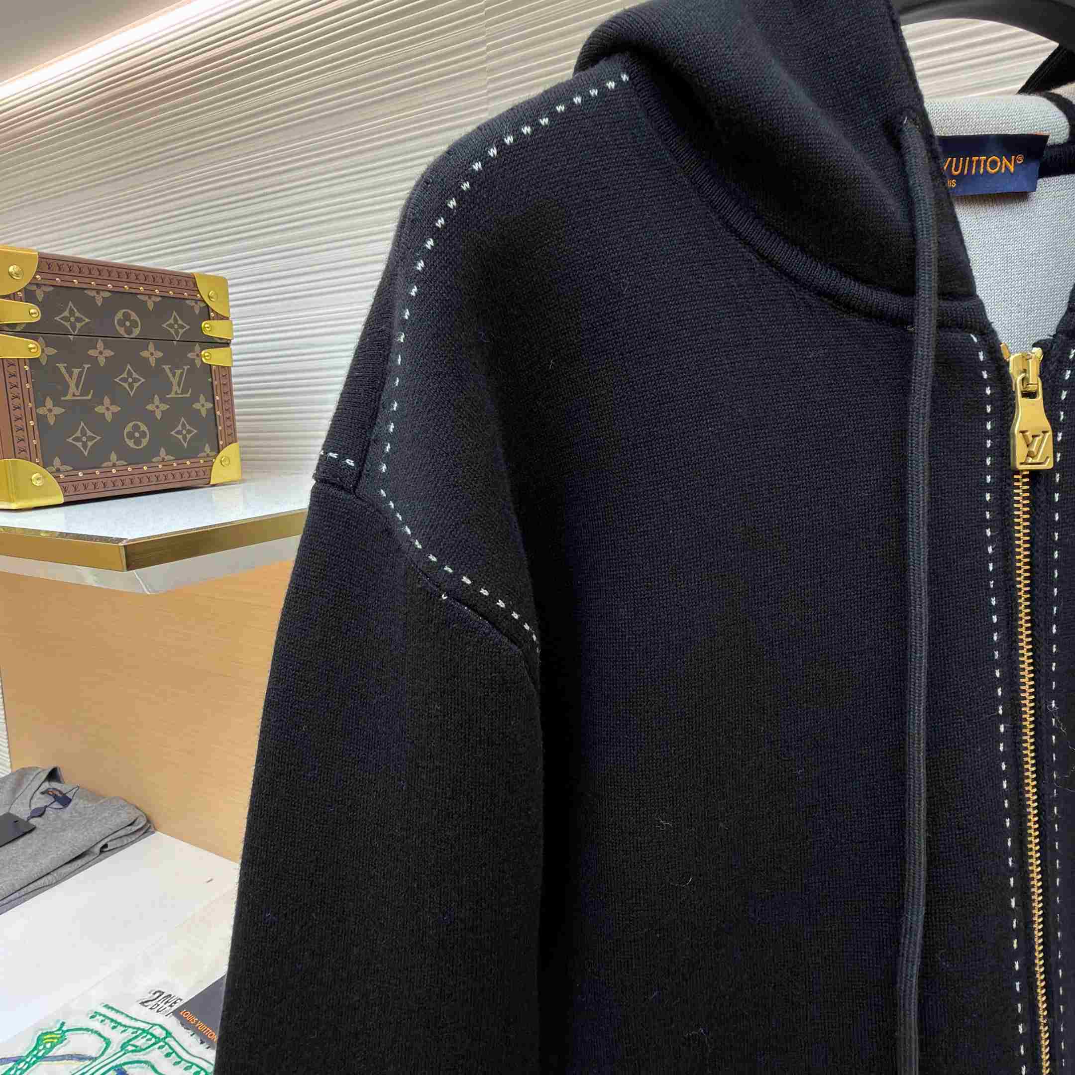 Louis Vuitton Graphic Intarsia Zipped Cotton Hoodie  - FashionPlug