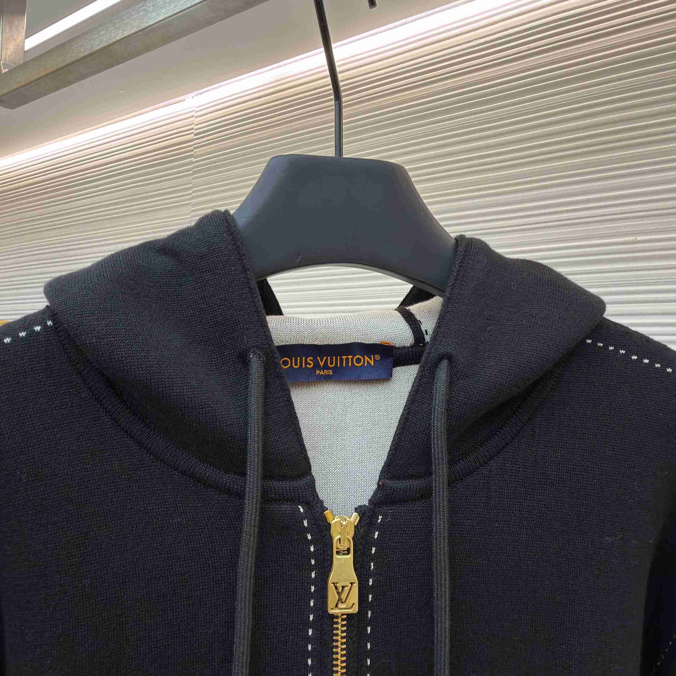 Louis Vuitton Graphic Intarsia Zipped Cotton Hoodie  - FashionPlug