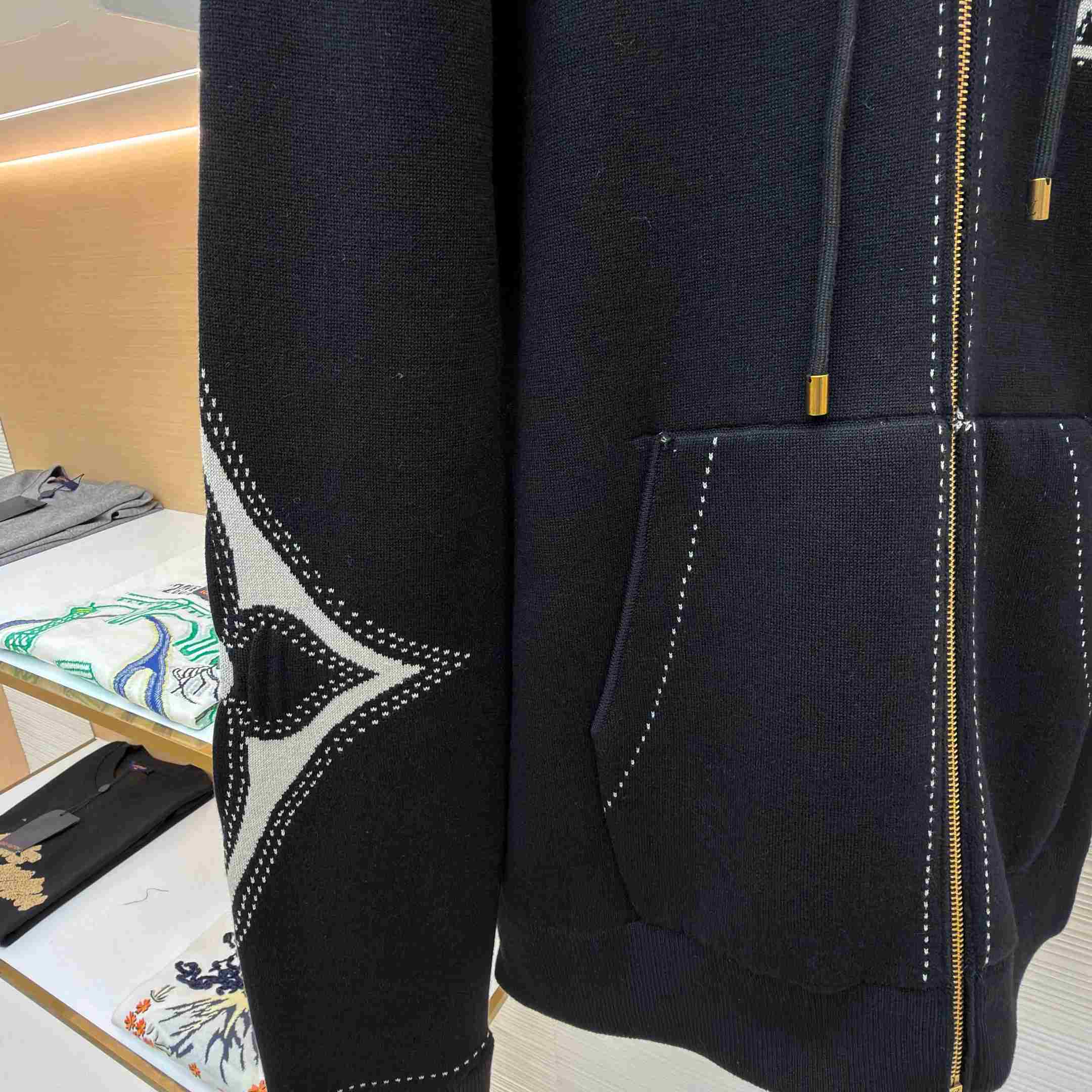 Louis Vuitton Graphic Intarsia Zipped Cotton Hoodie  - FashionPlug