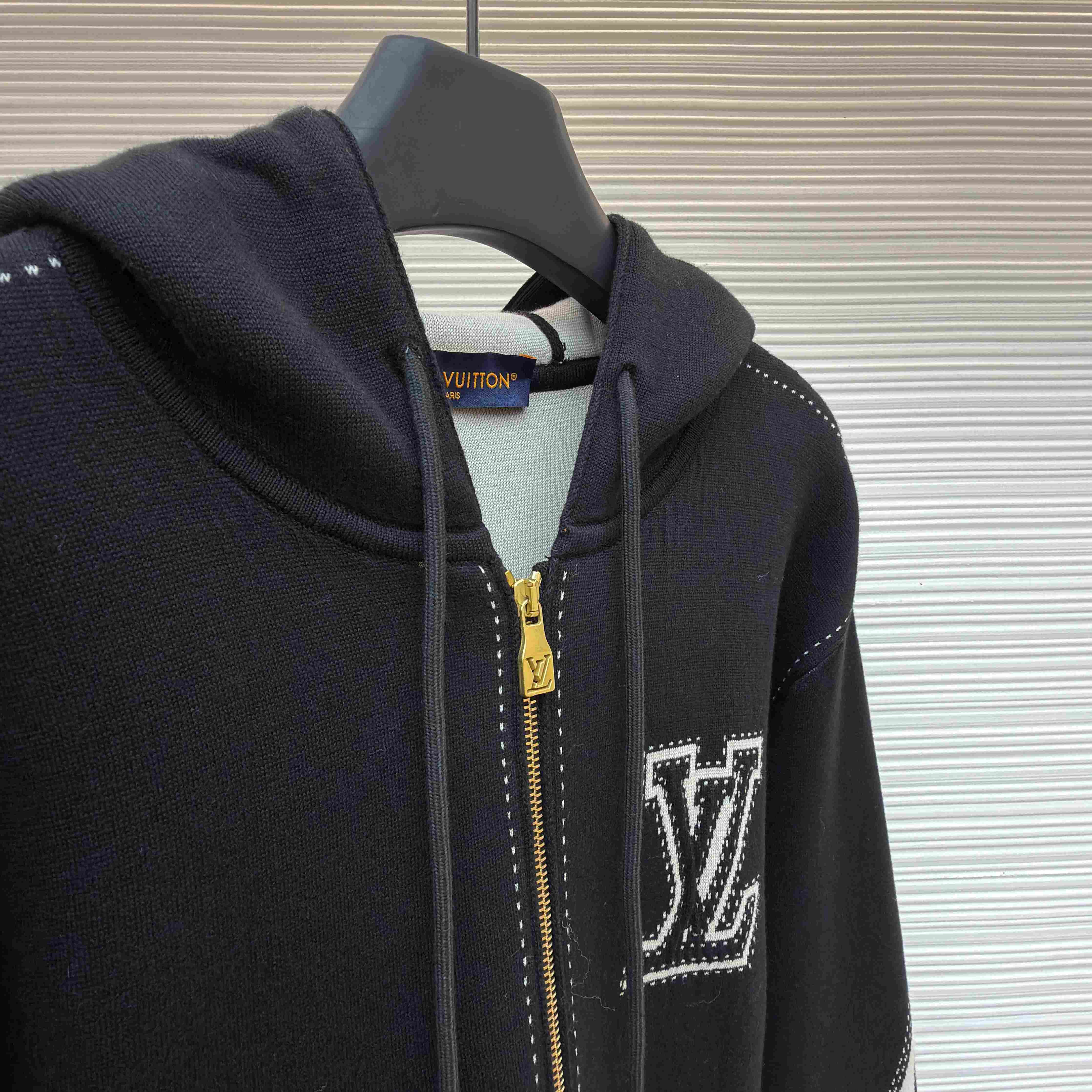 Louis Vuitton Graphic Intarsia Zipped Cotton Hoodie  - FashionPlug