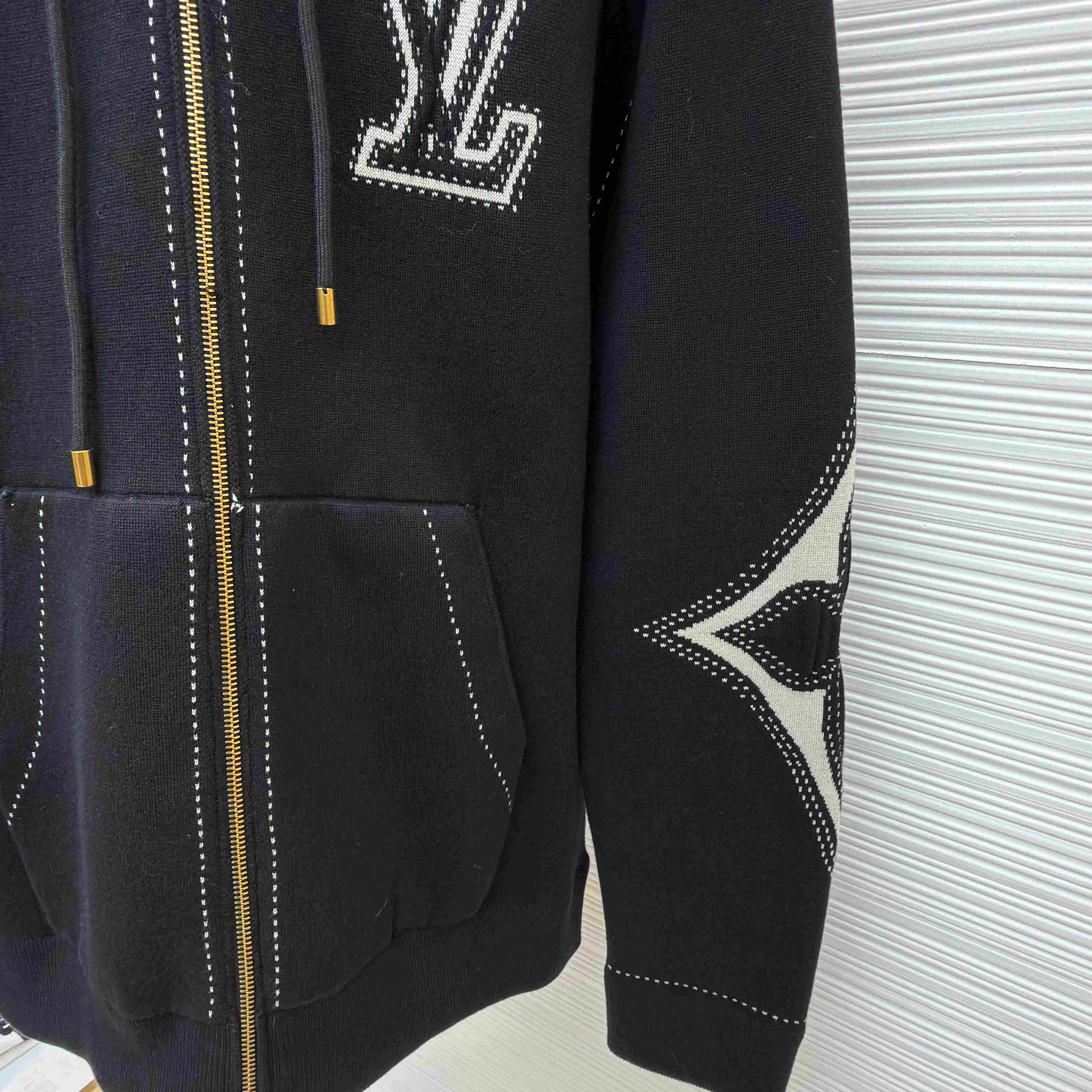 Louis Vuitton Graphic Intarsia Zipped Cotton Hoodie  - FashionPlug