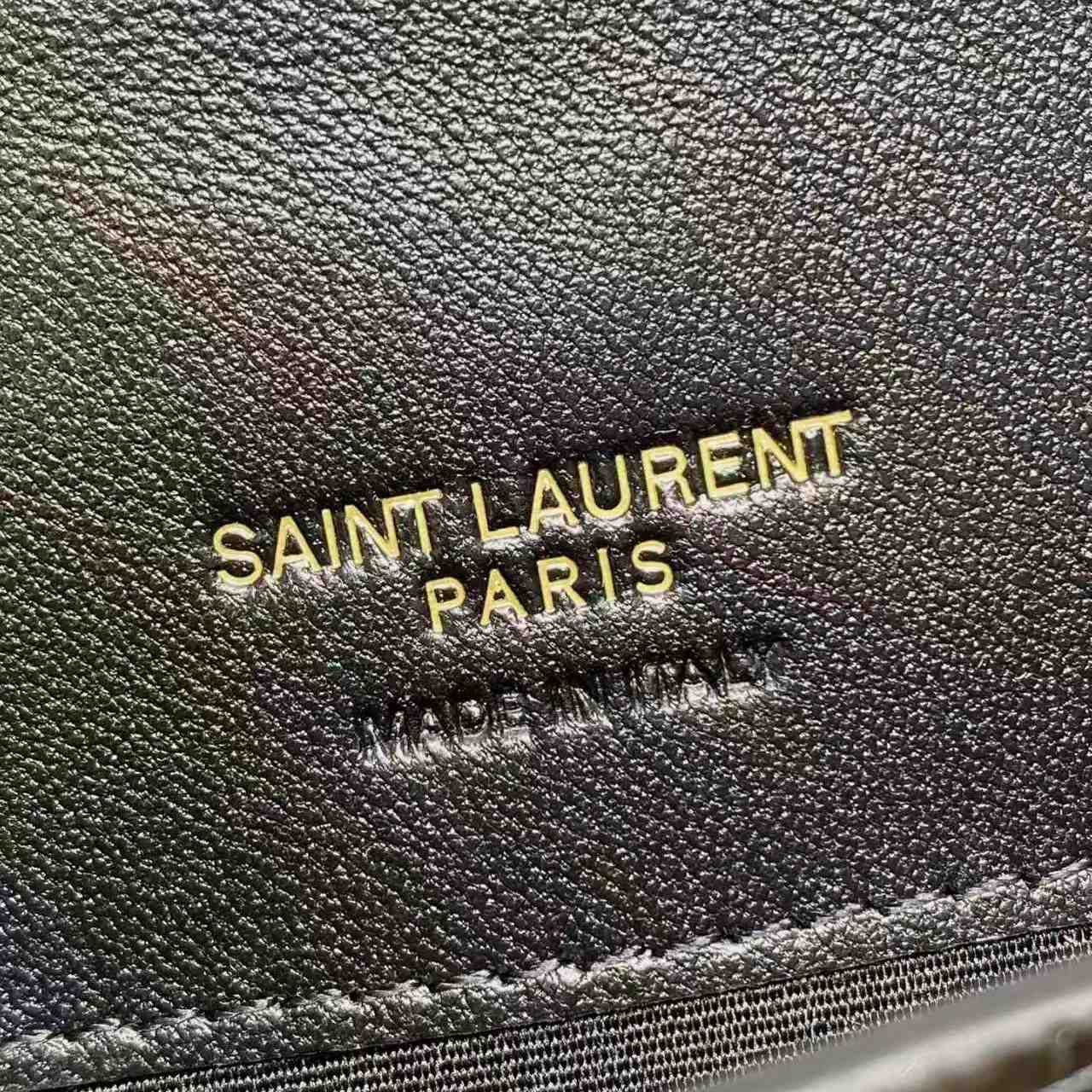 Saint Laurent CASSANDRE Phone Holder In SHINY Crocodile-Embossed Leather - FashionPlug