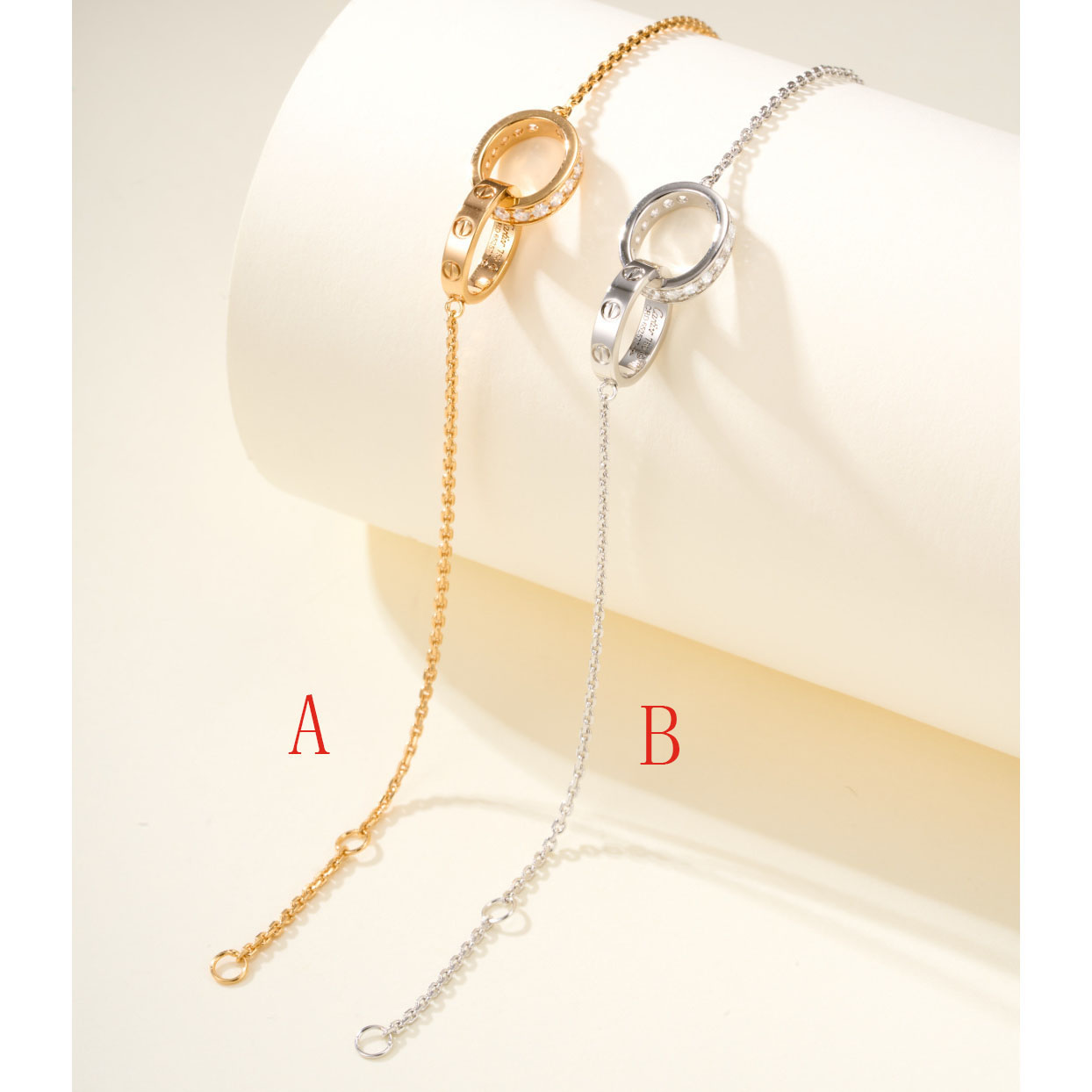 Cartier LOVE bracelet, On Chain, Half-Paved - FashionPlug