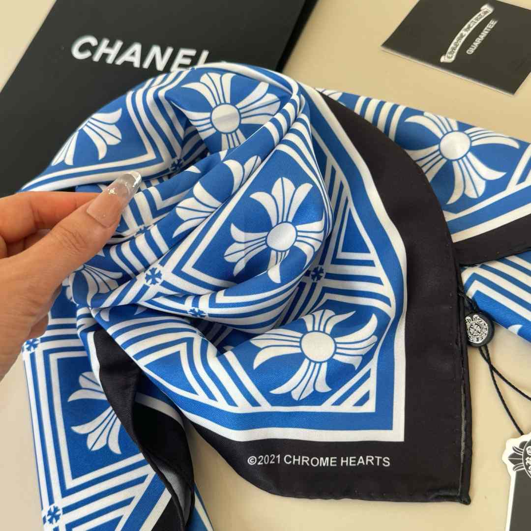 Chrome Heart Square Silk Scarf - FashionPlug