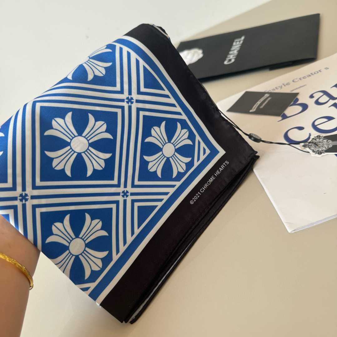 Chrome Heart Square Silk Scarf - FashionPlug
