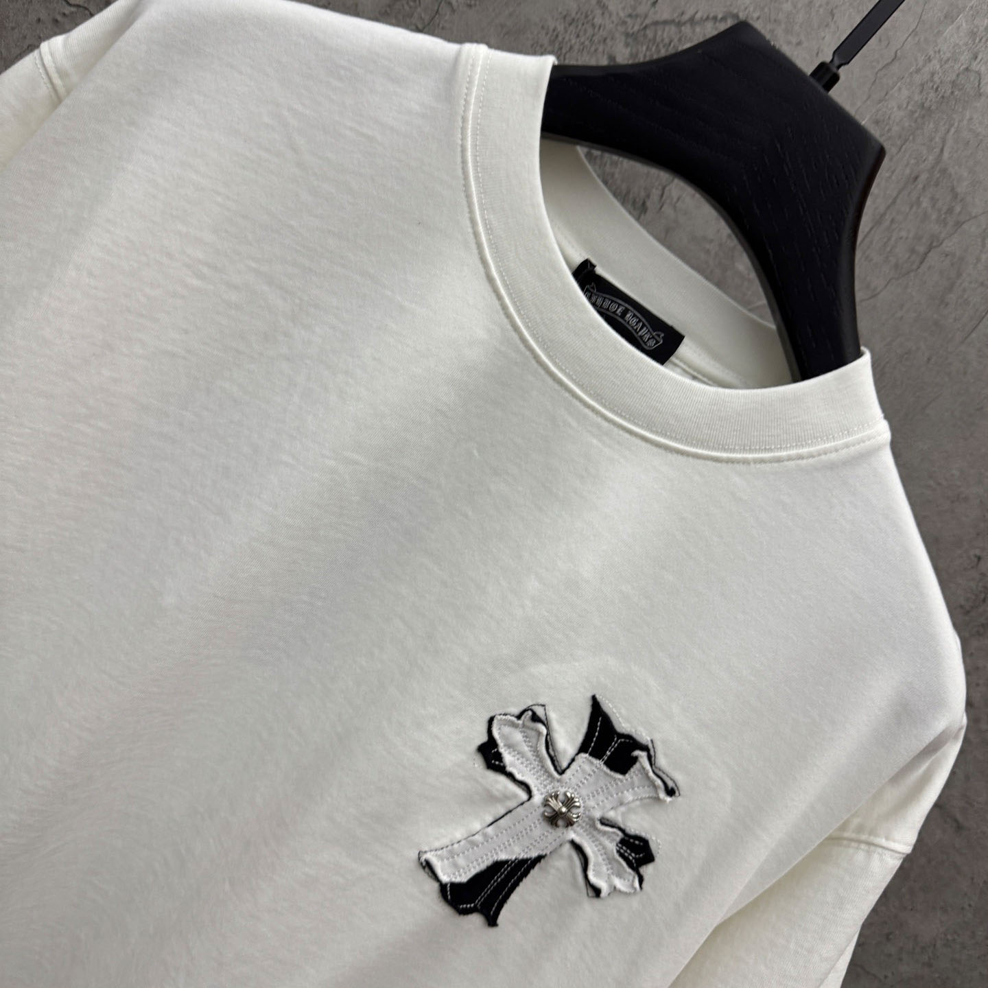 Chrome Hearts Large Cross Patch Embroidered Crew Neck Short Sleeve T-Shirt 'White' - FashionPlug