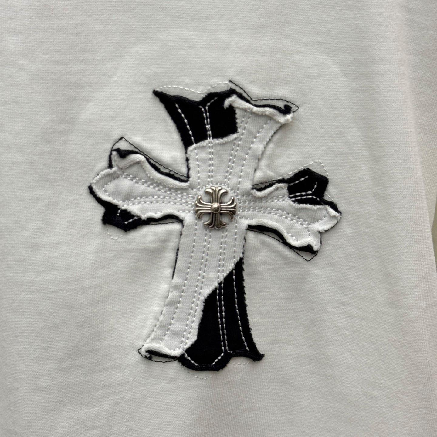 Chrome Hearts Large Cross Patch Embroidered Crew Neck Short Sleeve T-Shirt 'White' - FashionPlug