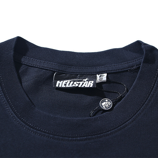 Hellstar Studios Cartoon Logo Glitter Logo T-Shirt 'Black' - FashionPlug