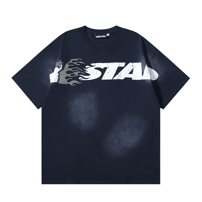 Hellstar Studios Cartoon Logo Glitter Logo T-Shirt 'Black' - FashionPlug