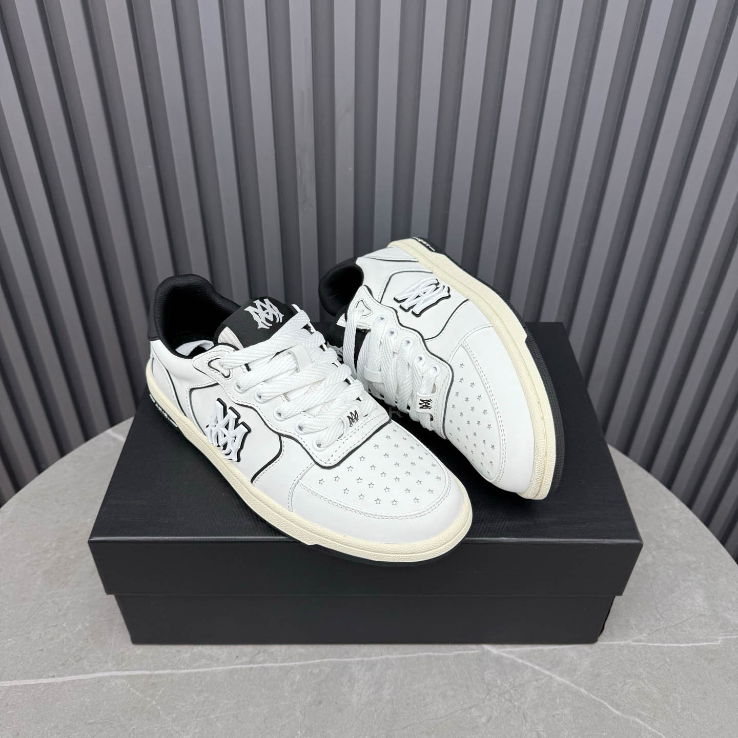 Amiri Off-White & Black Newport Sneakers - FashionPlug