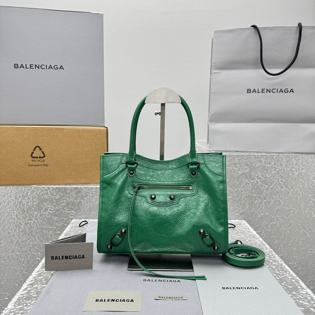 Balenciaga Le City Tote Bag Mini In Green - FashionPlug