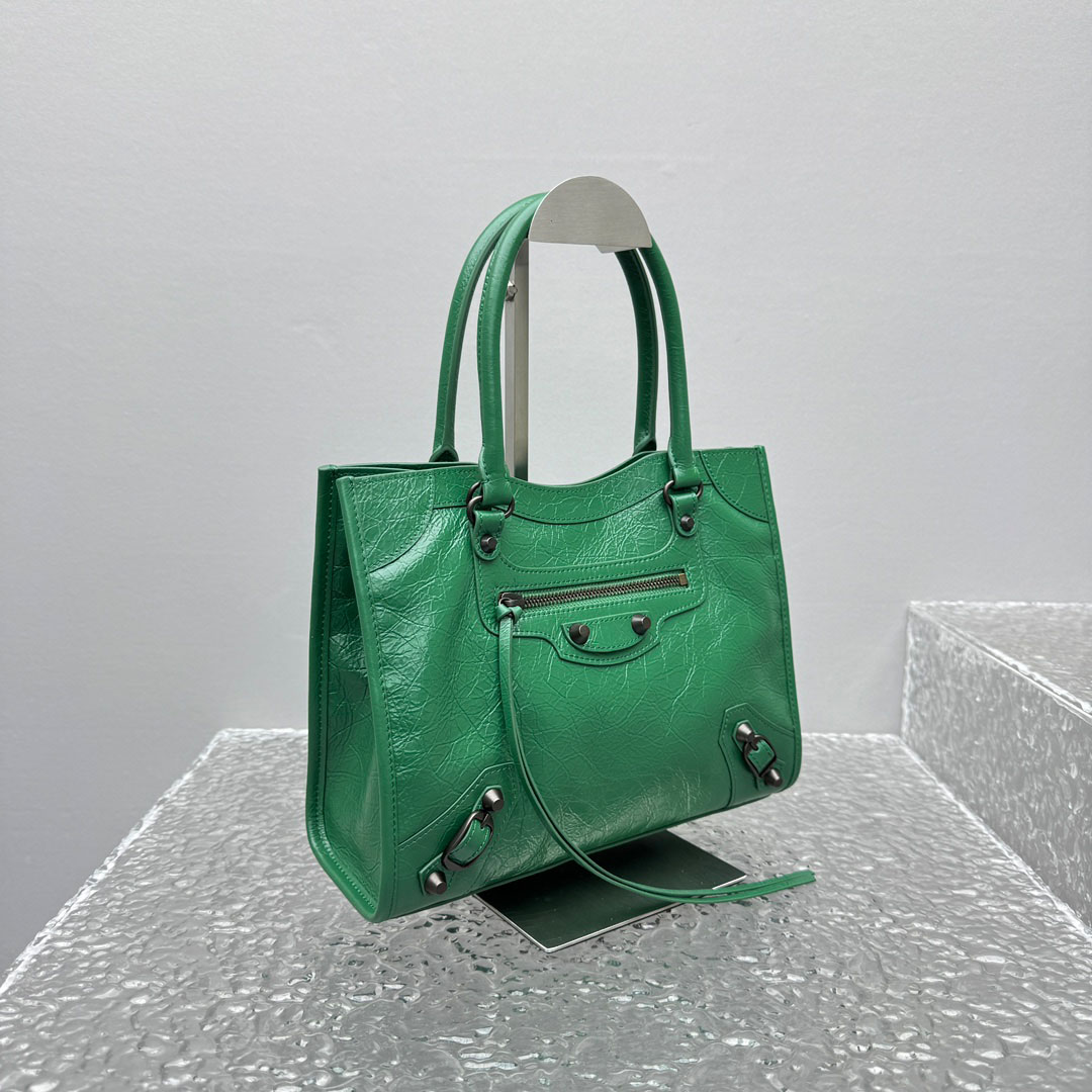 Balenciaga Le City Tote Bag Mini In Green - FashionPlug