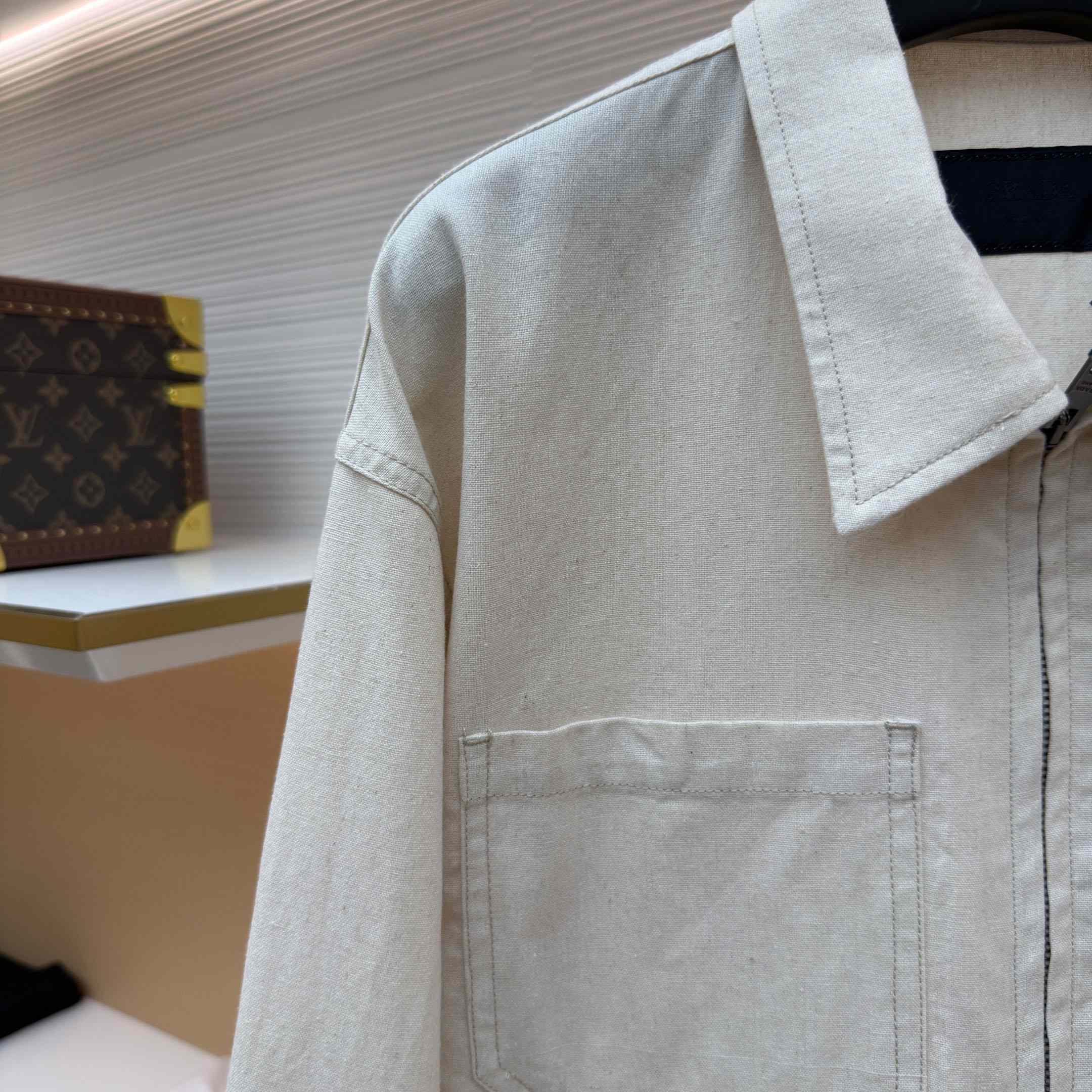 Prada Chambray Blouson Jacket - FashionPlug