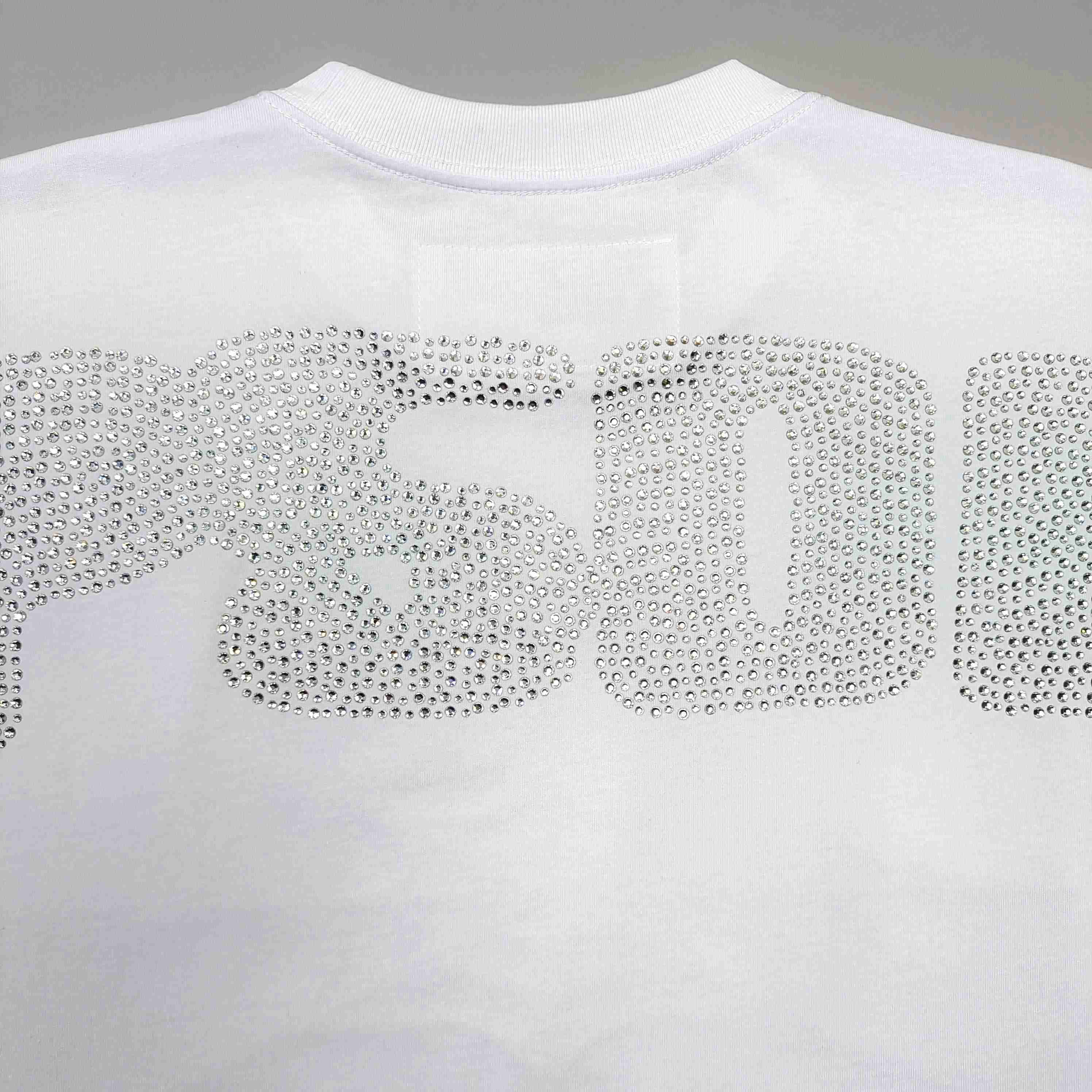 Sp5der Rhinestone Silk Tee 'White' - FashionPlug