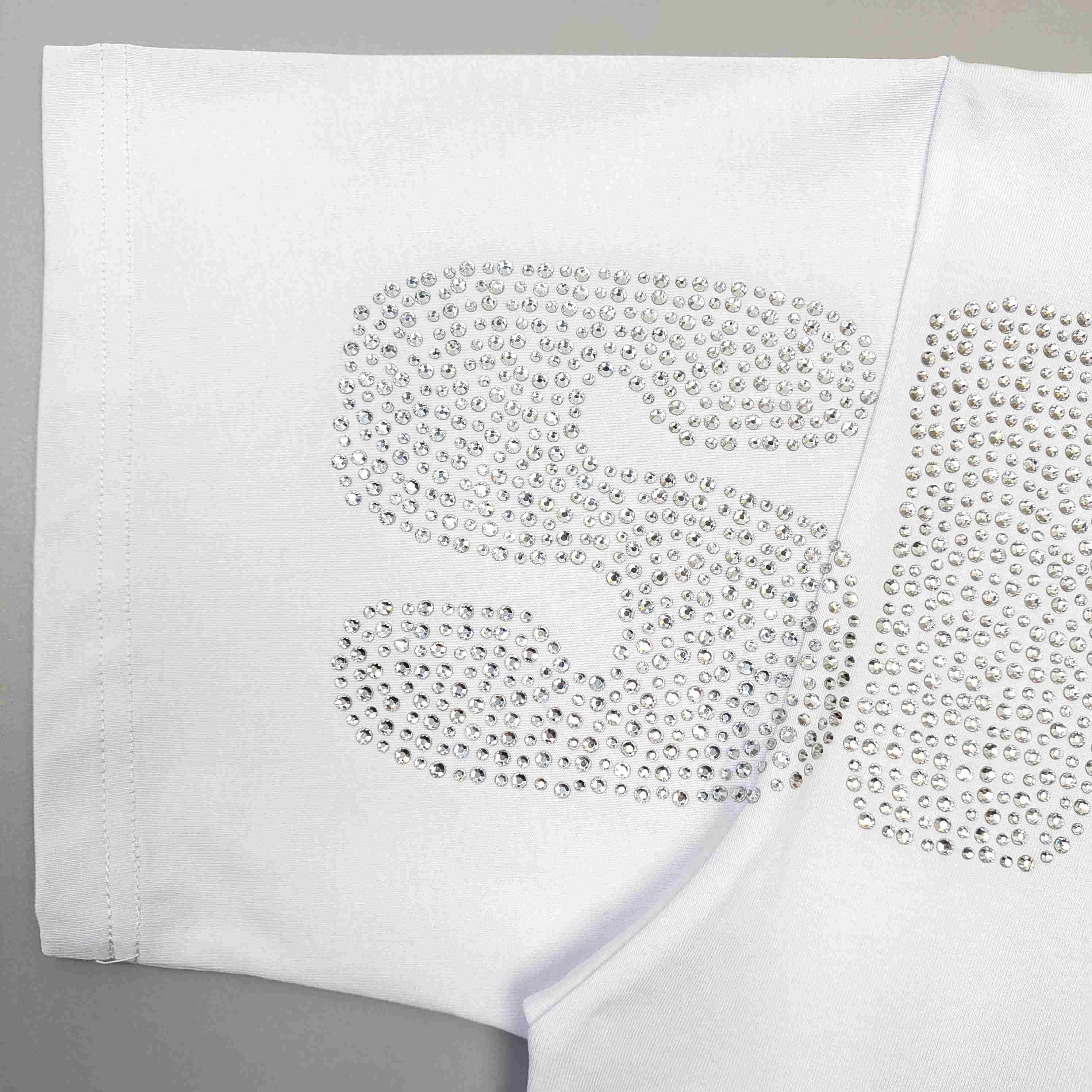Sp5der Rhinestone Silk Tee 'White' - FashionPlug