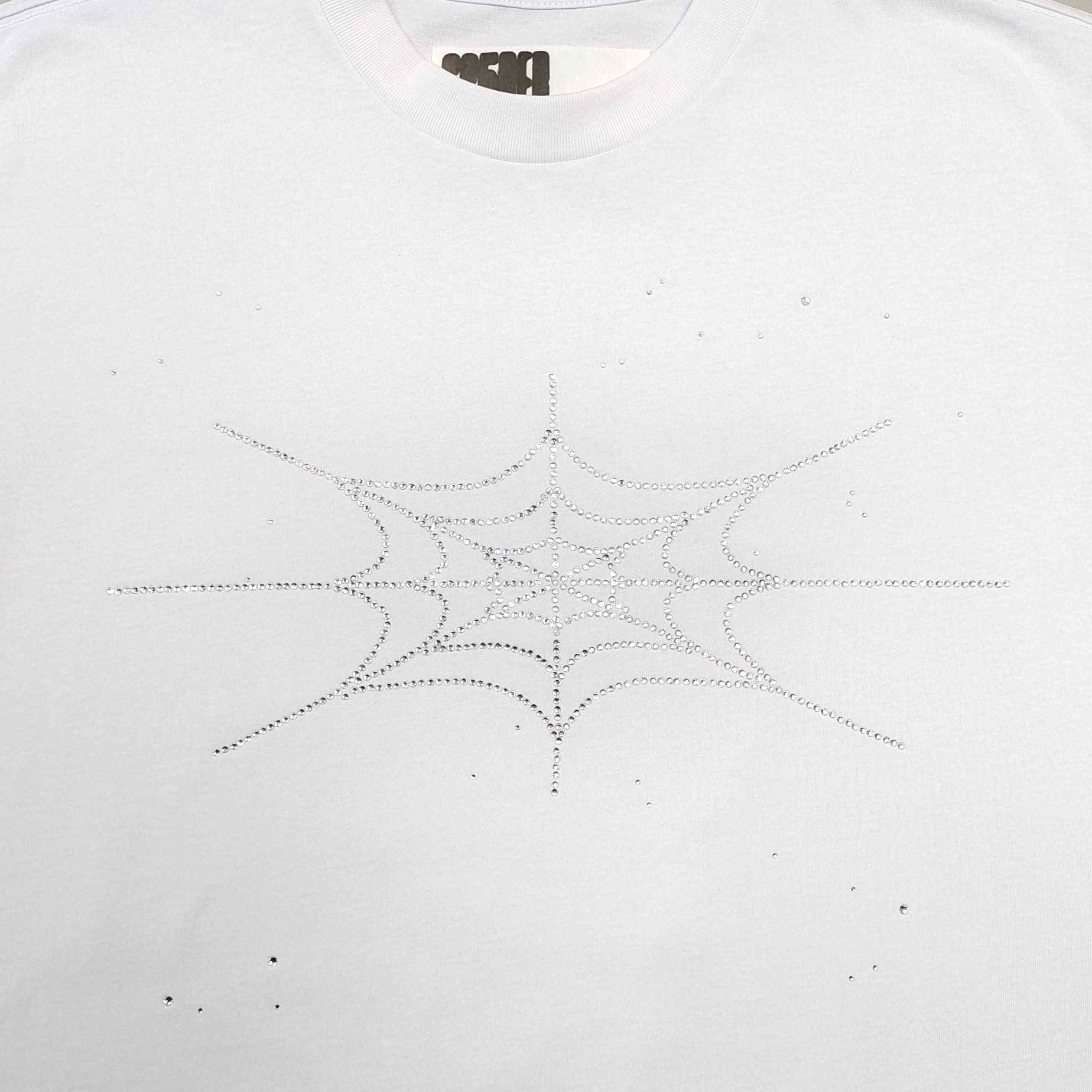 Sp5der Rhinestone Silk Tee 'White' - FashionPlug