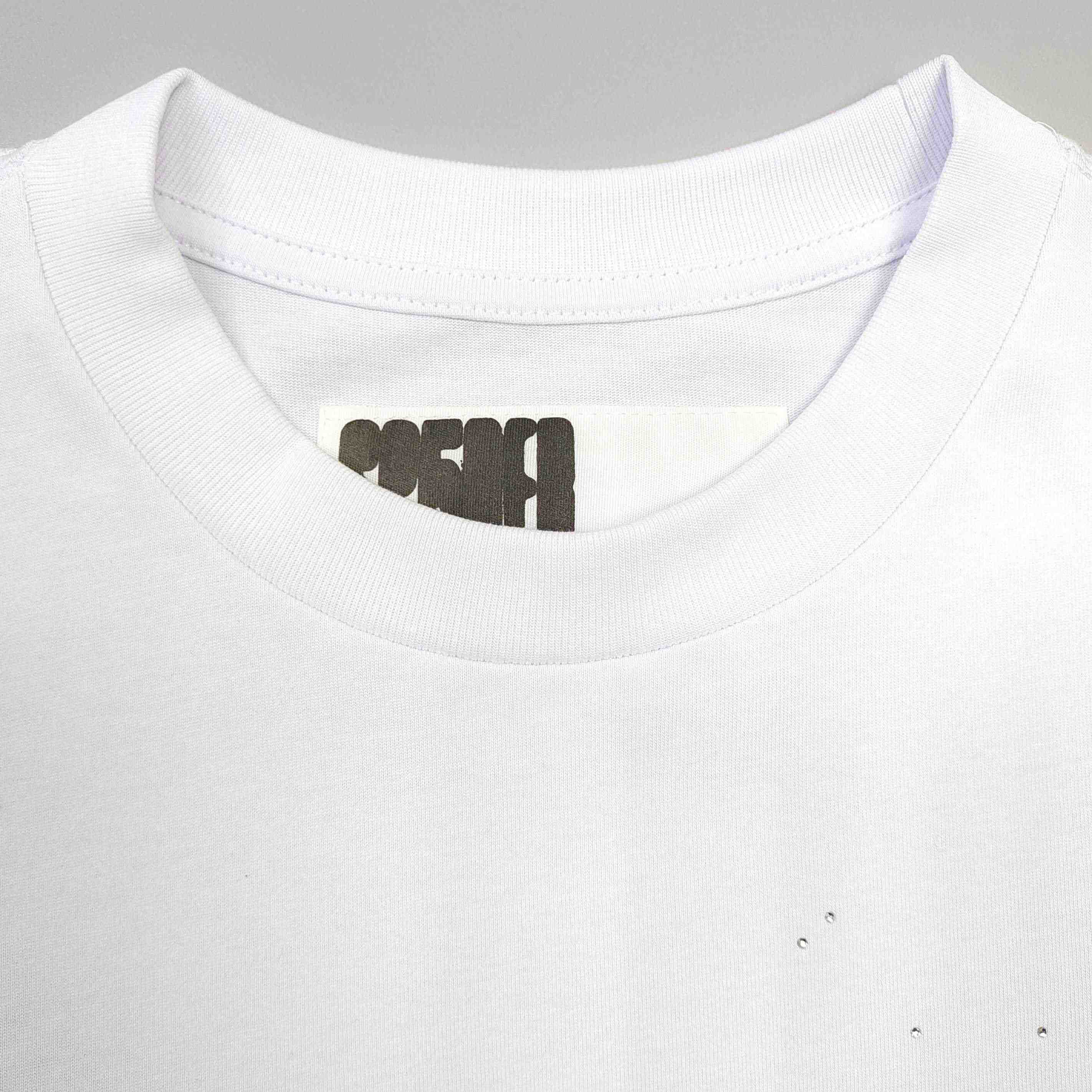 Sp5der Rhinestone Silk Tee 'White' - FashionPlug