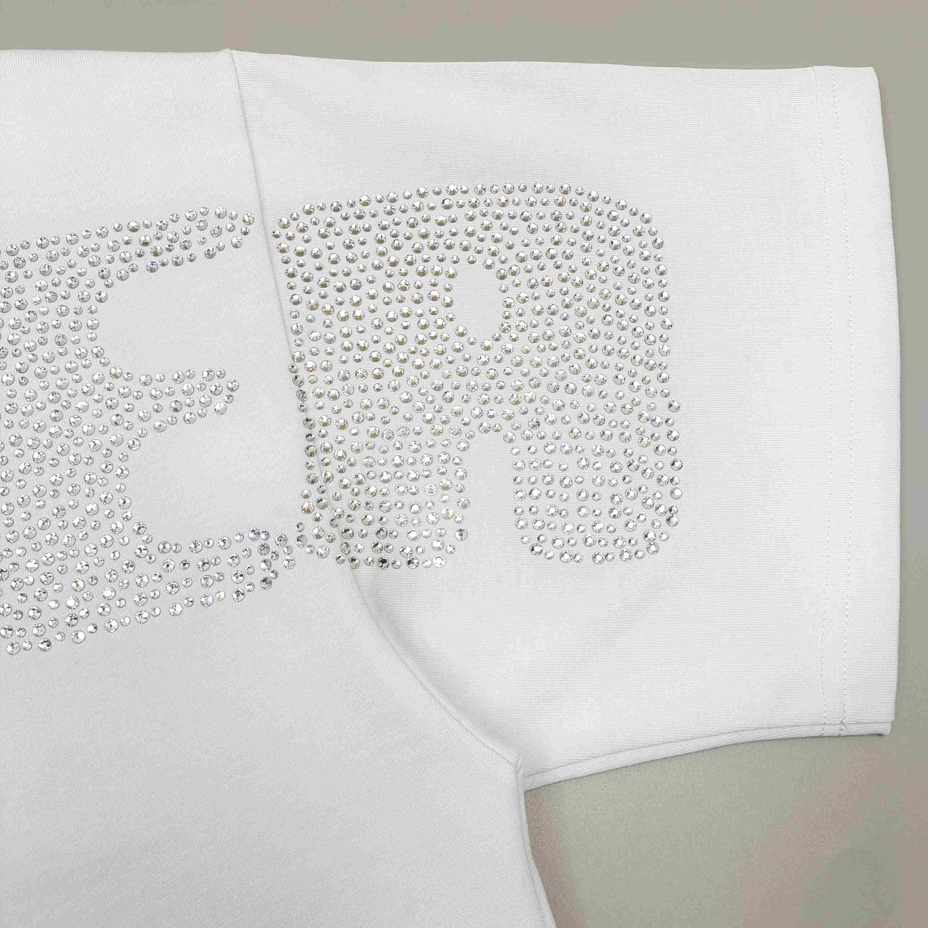 Sp5der Rhinestone Silk Tee 'White' - FashionPlug
