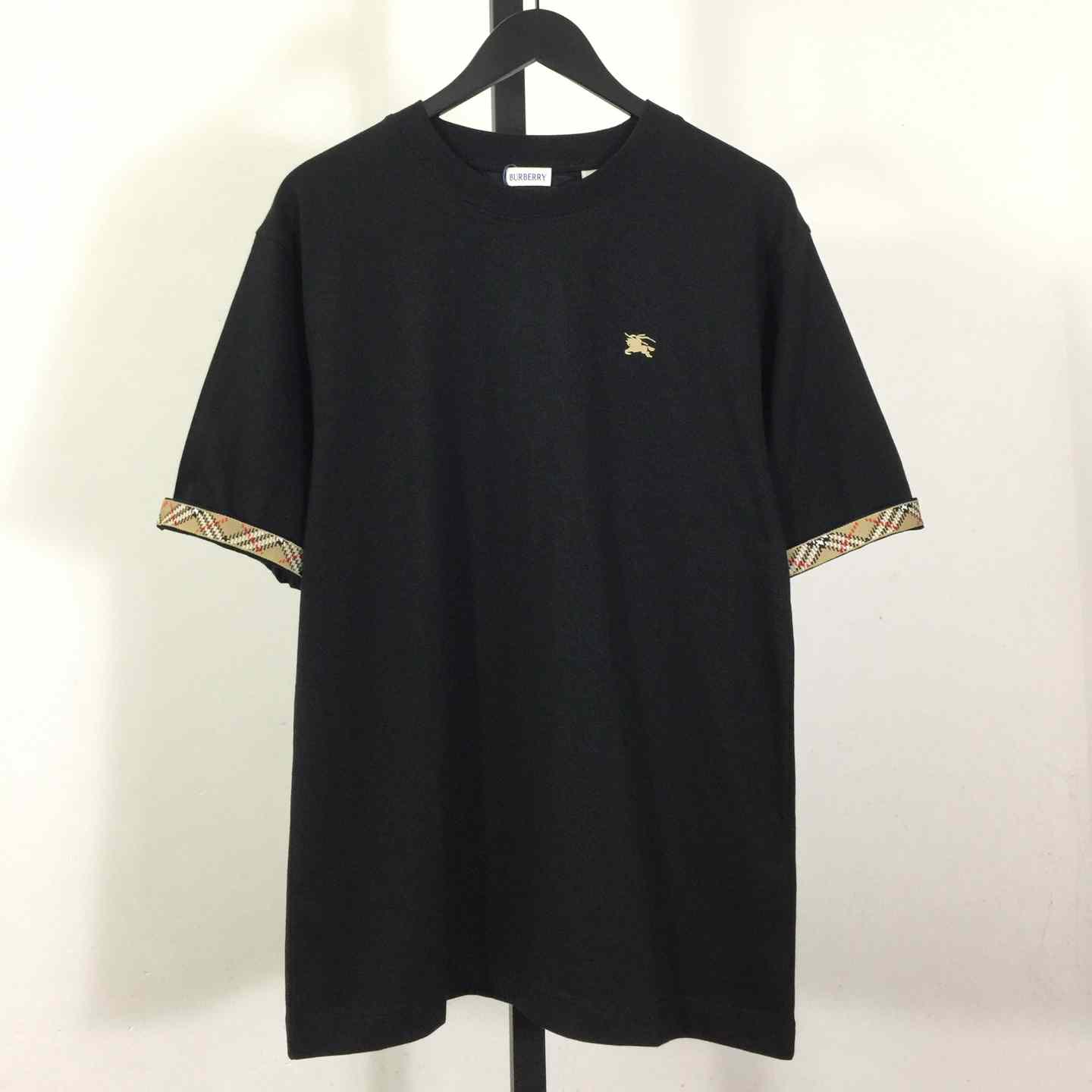 Burberry Check Trim Cotton T-shirt - FashionPlug
