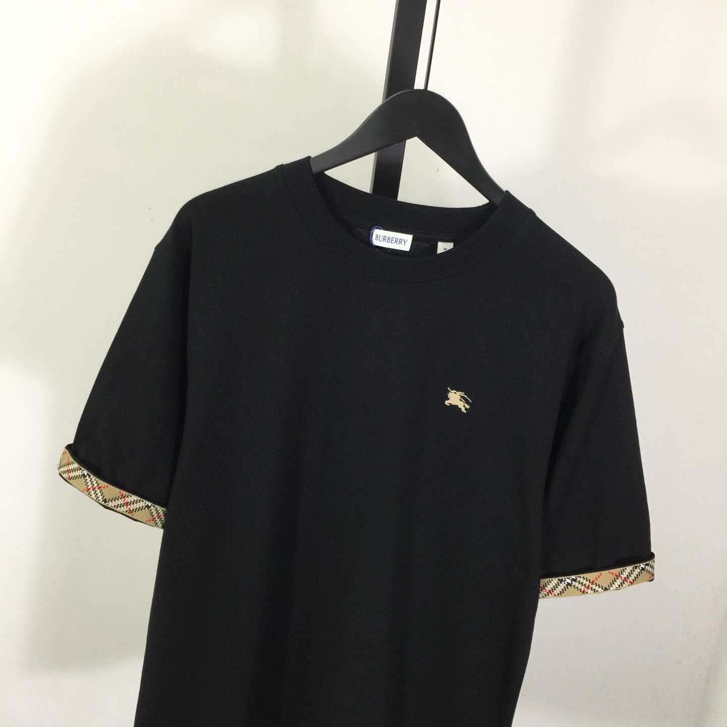 Burberry Check Trim Cotton T-shirt - FashionPlug