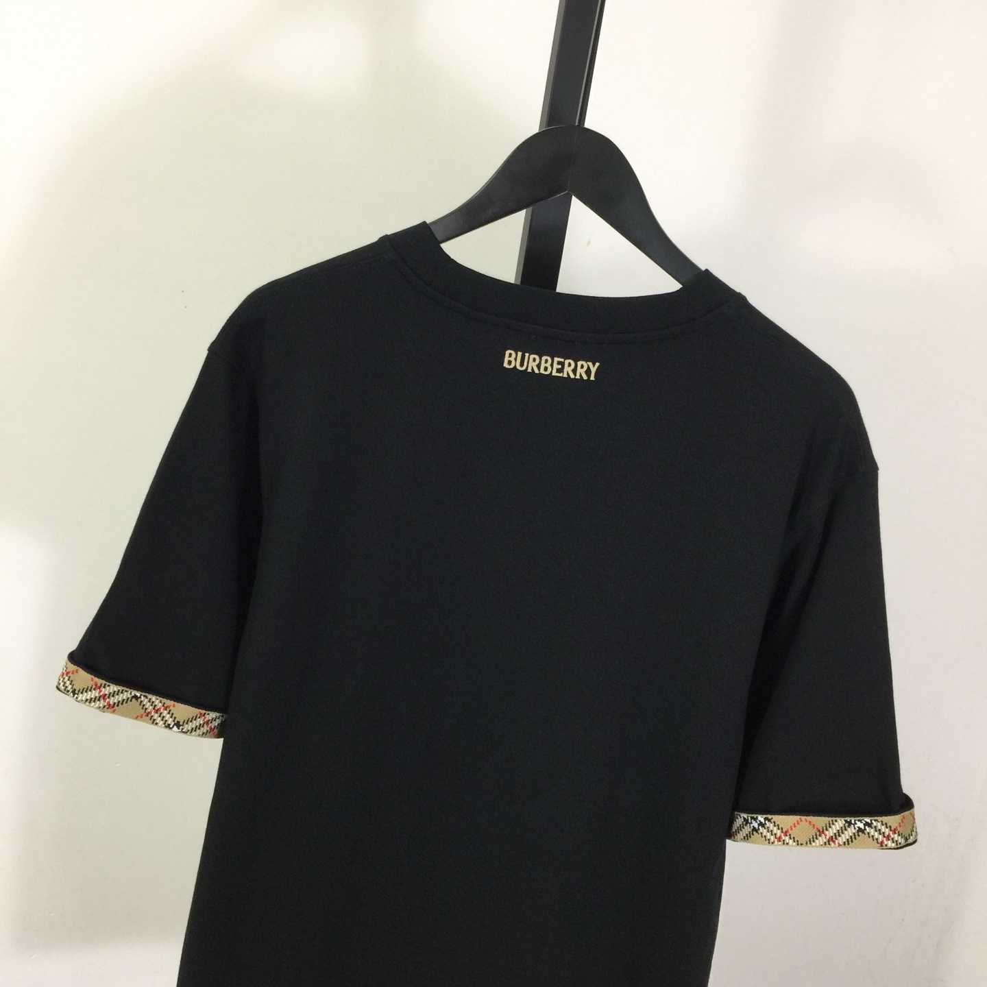 Burberry Check Trim Cotton T-shirt - FashionPlug