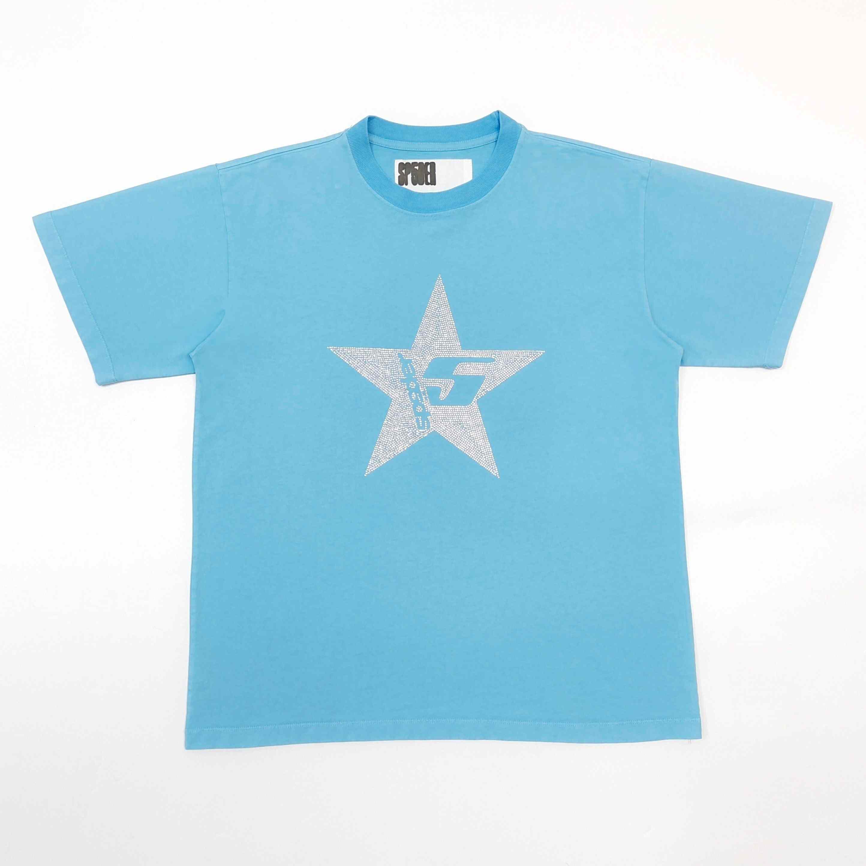 Sp5der Big 5 Star Rhinestone Tee 'Light Blue' - FashionPlug