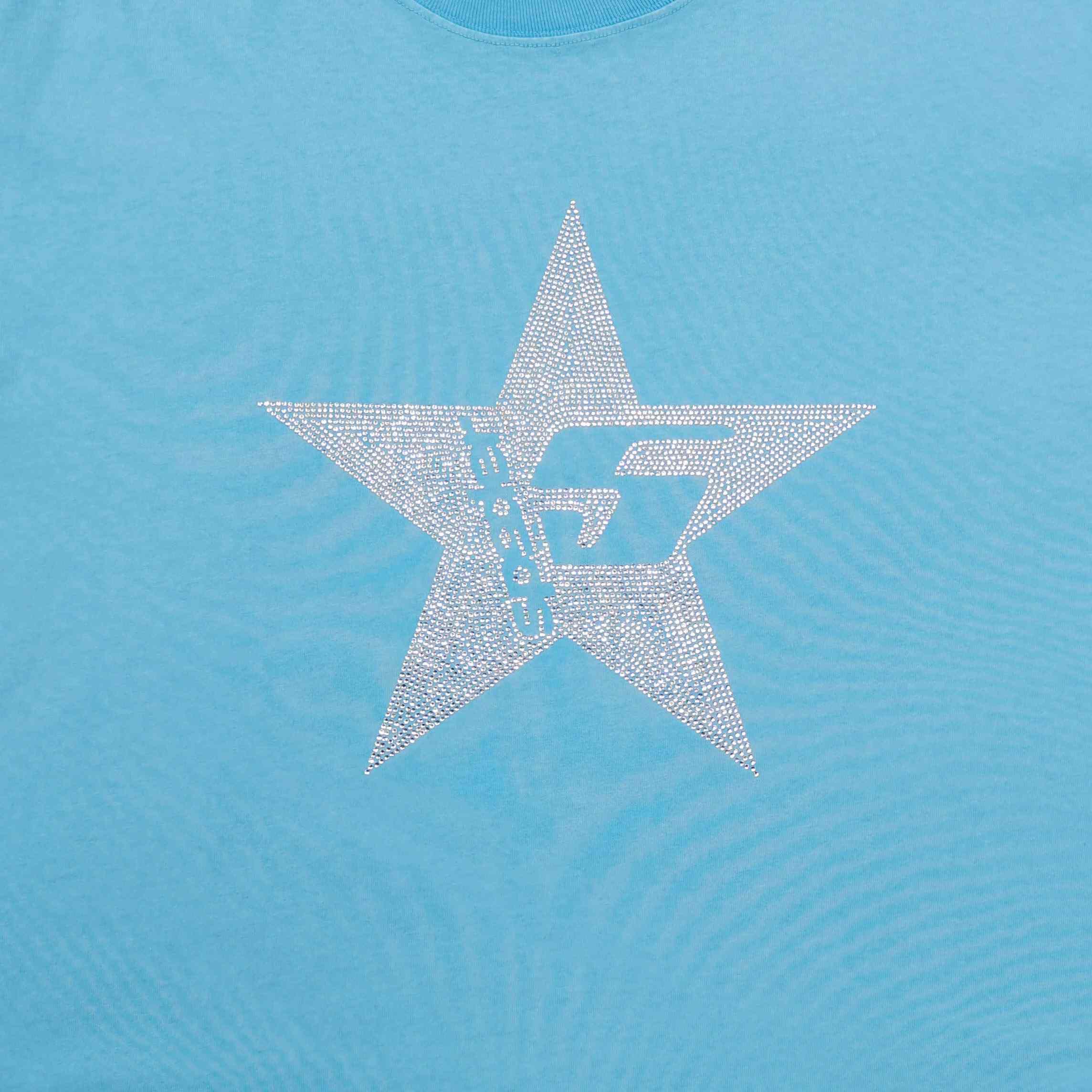 Sp5der Big 5 Star Rhinestone Tee 'Light Blue' - FashionPlug