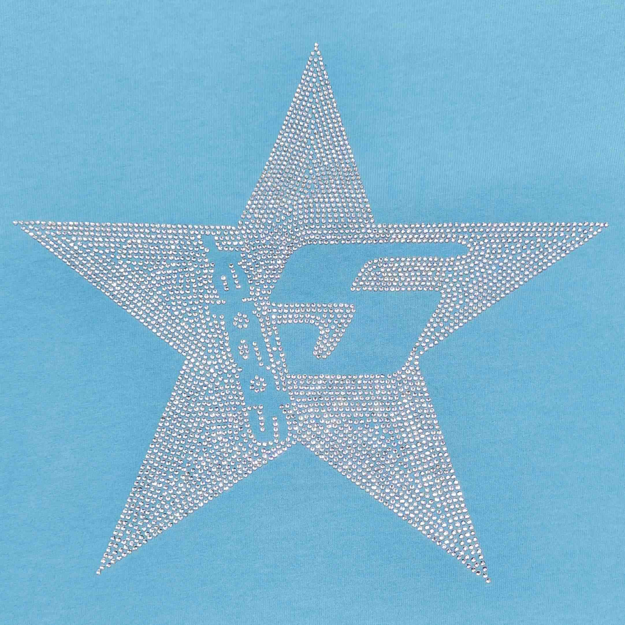 Sp5der Big 5 Star Rhinestone Tee 'Light Blue' - FashionPlug