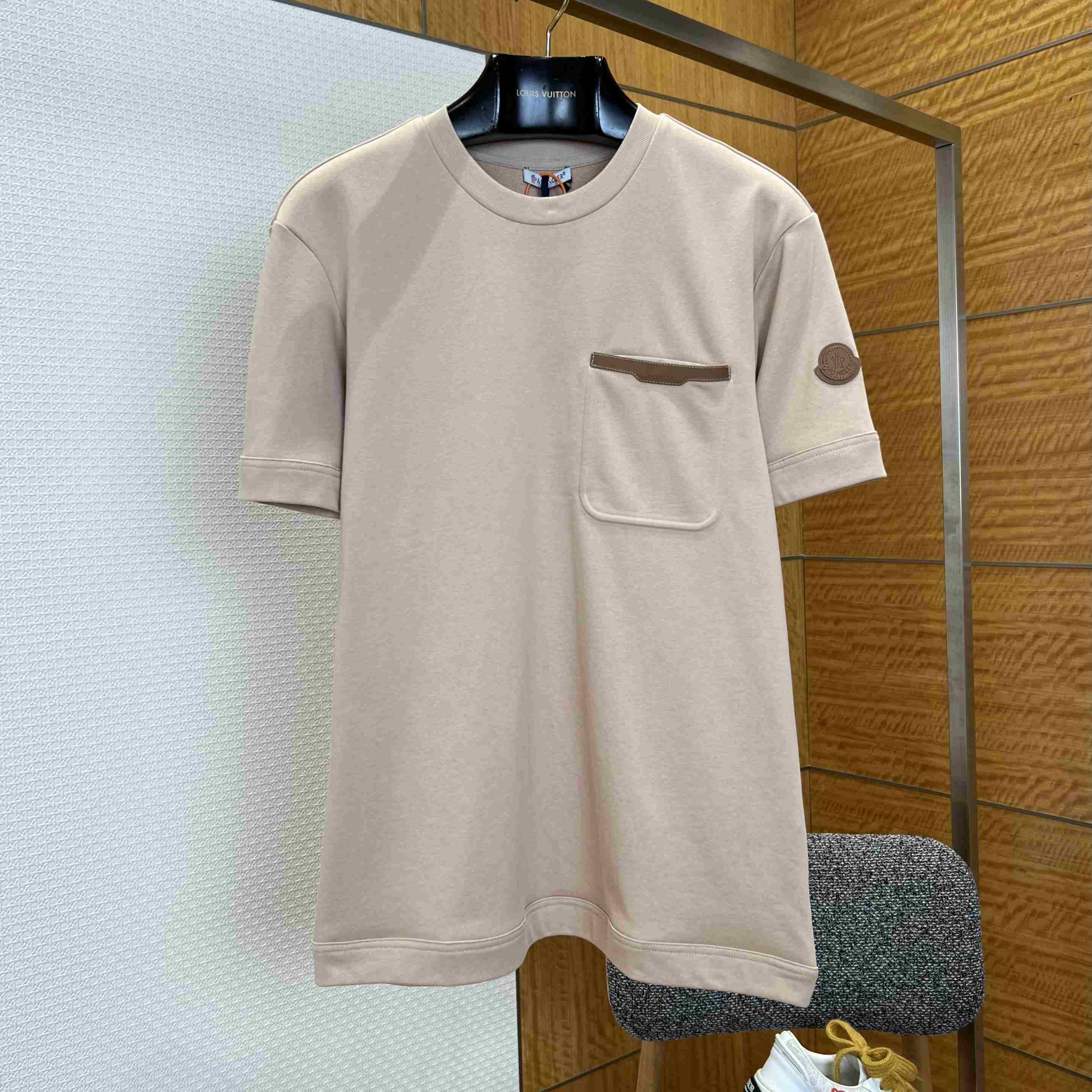 Moncler Leather-Trimmed Cotton T-Shirt - FashionPlug